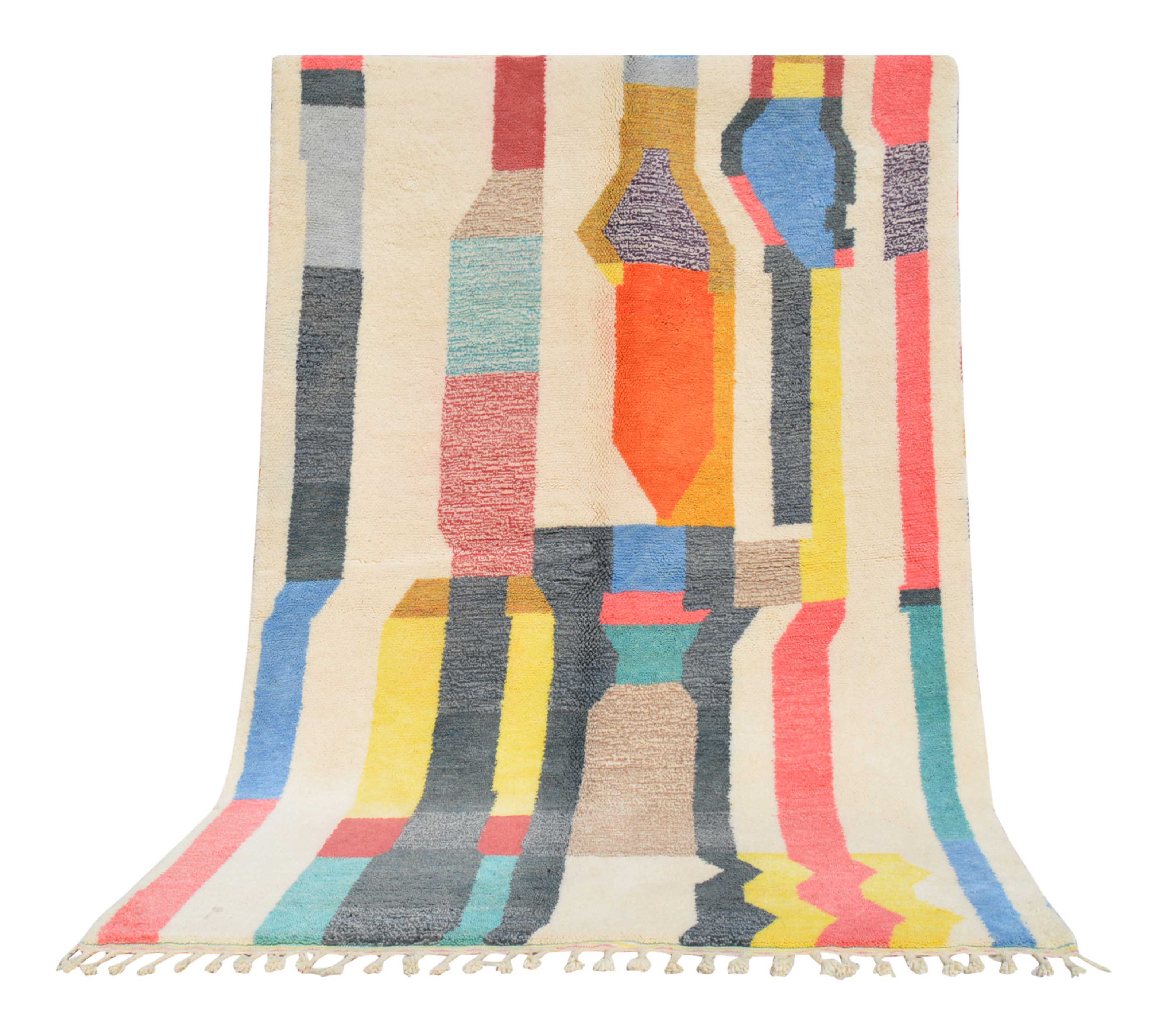 Arise (6'0" x 9'0") - Abstract Multicolor Vertical Totem Azilal Rug - Image 6