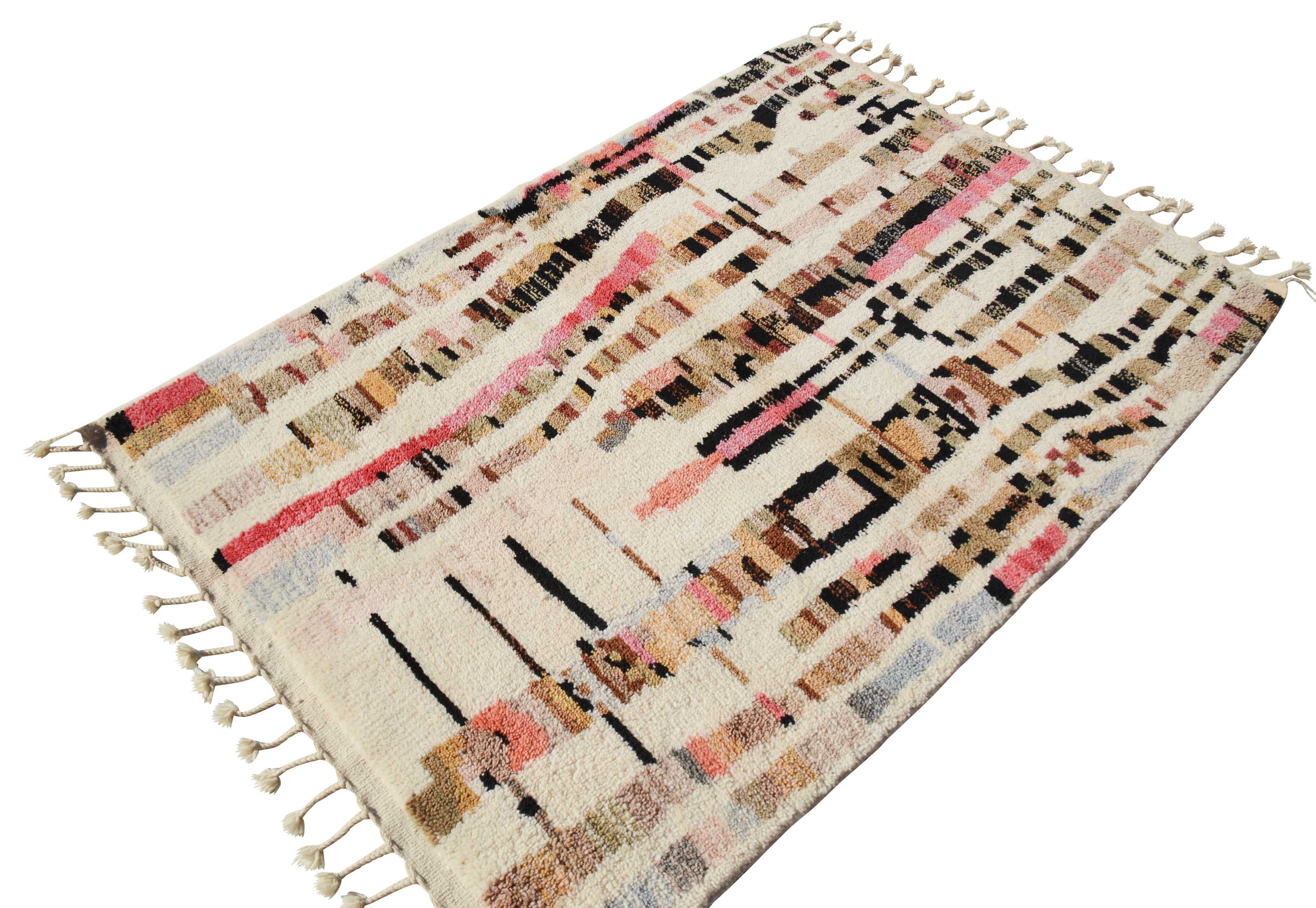Azilal Love (4'3" x 6'0") - Abstract Pink & Multicolor Vertical Totem Azilal Rug - Image 5