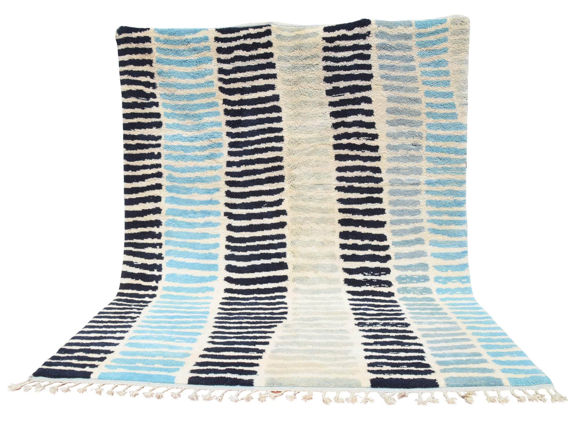 Blue Light (8'0" x 10'4") - Powerful Blue Column Moroccan Berber Rug - Image 5