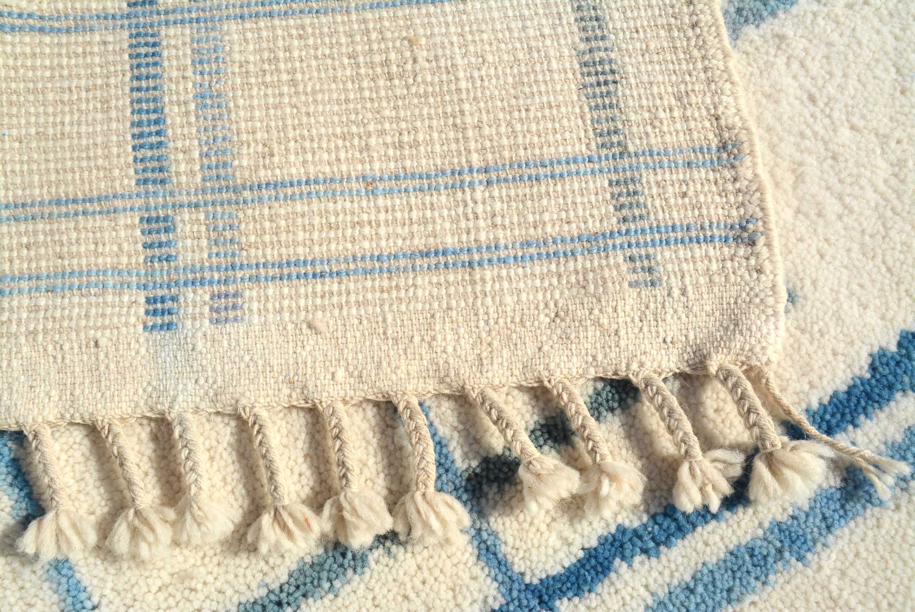 BlueStreak | Bespoke Minimalist Blue Line Azilal Rug - Image 4