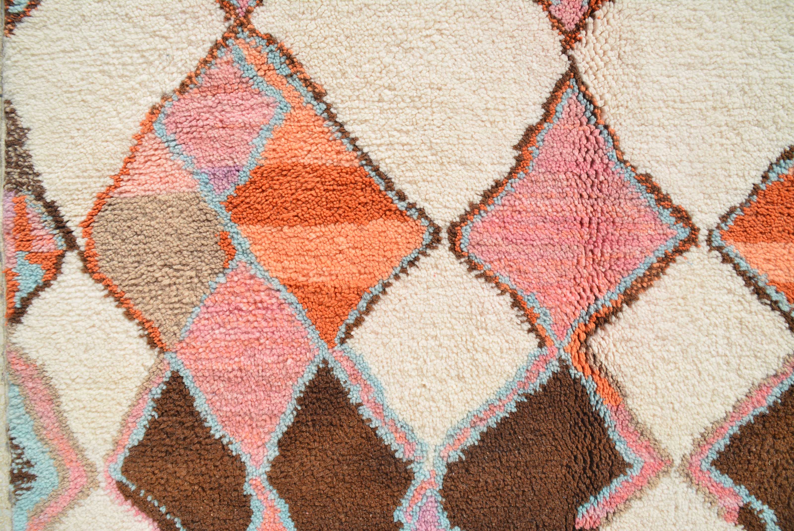 Blushing Orange - Custom Bespoke Orange & Pink Diamond Moroccan Azilal Berber Rug - Image 2