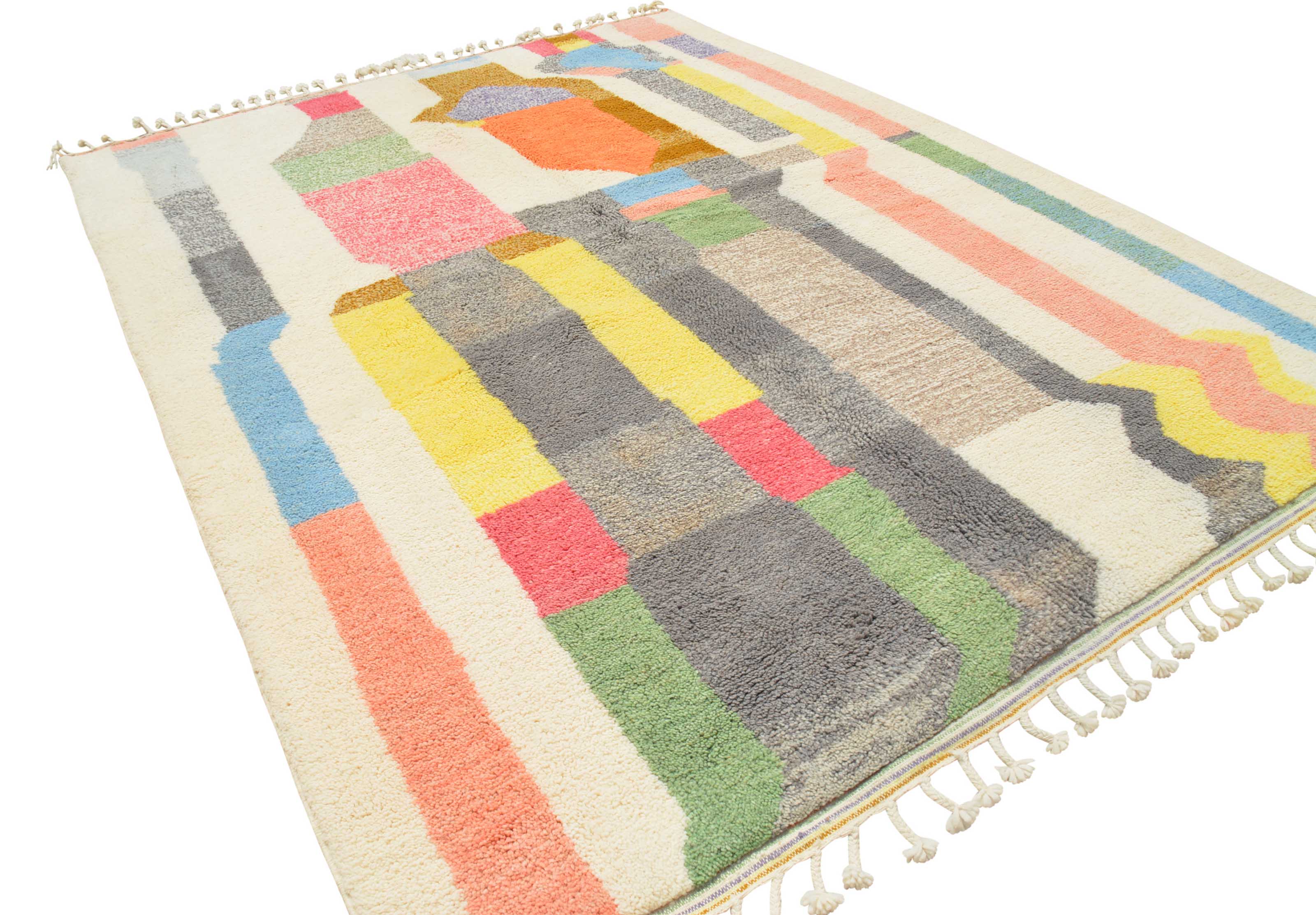 Boho Splash (7'2" x 9'2") - Vibrant Abstract Multicolor Geometric Azilal Rug - Image 4