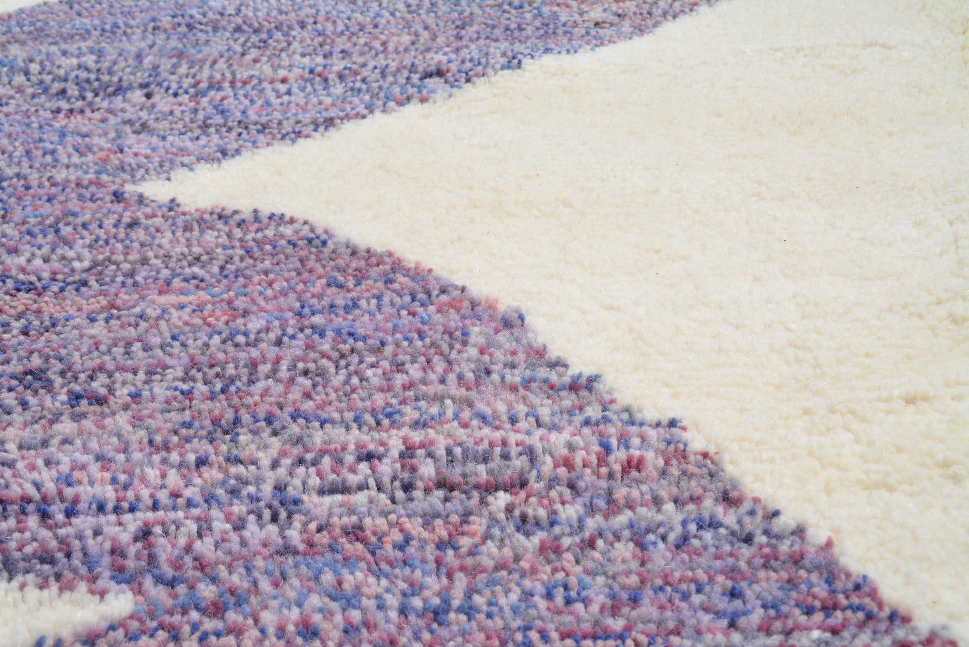 Bouchera (6'10" x 8'10") - Abstract Purple Zig-Zag Chevron Berber Rug - Image 2