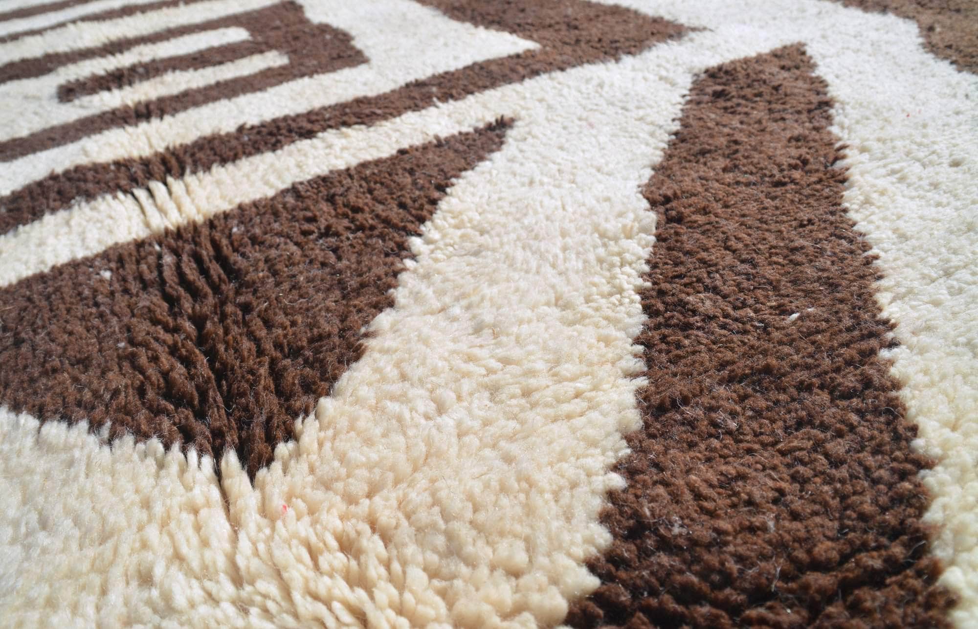 Brother Kuba (8'10" x 9'8") - Bold Chocolate Brown & Cream Tribal Geometric Rug - Image 2