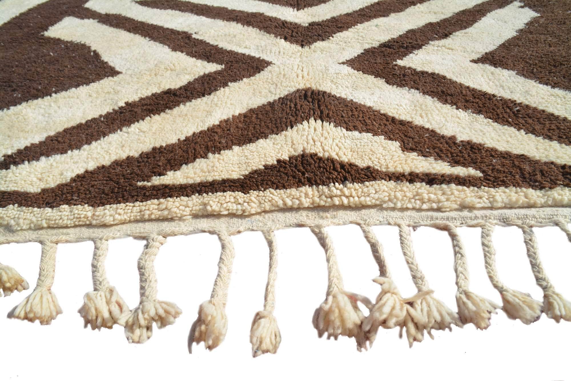 Brother Kuba (8'10" x 9'8") - Bold Chocolate Brown & Cream Tribal Geometric Rug - Image 3