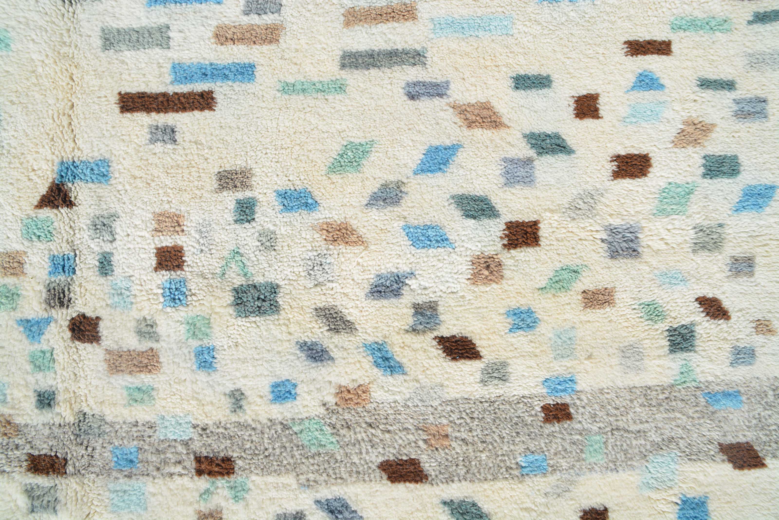 Calm Down (8'10" x 11'10") - Abstract Blue & Brown Confetti Mosaic Azilal Rug - Image 2