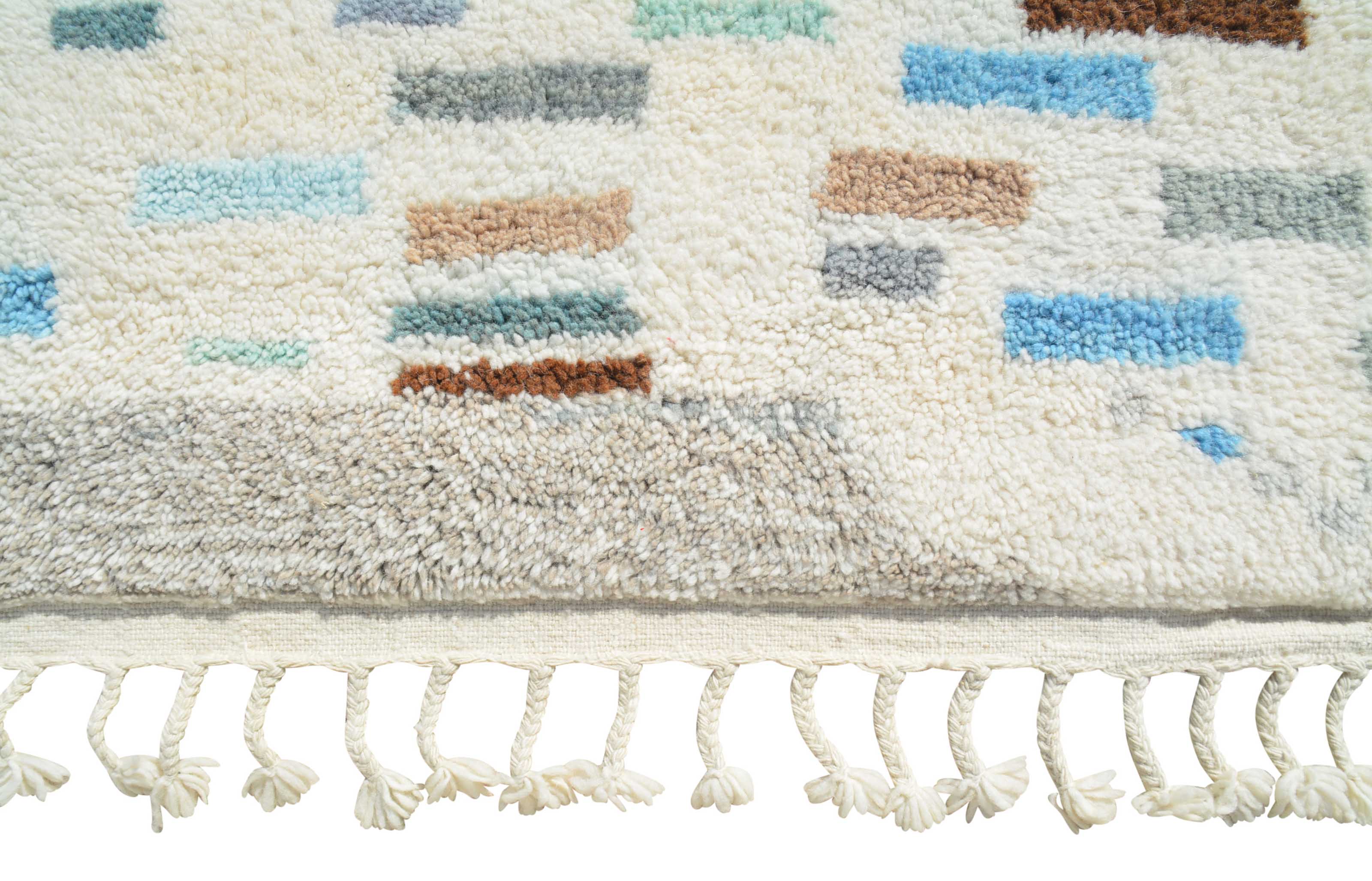 Calm Down (8'10" x 11'10") - Abstract Blue & Brown Confetti Mosaic Azilal Rug - Image 3