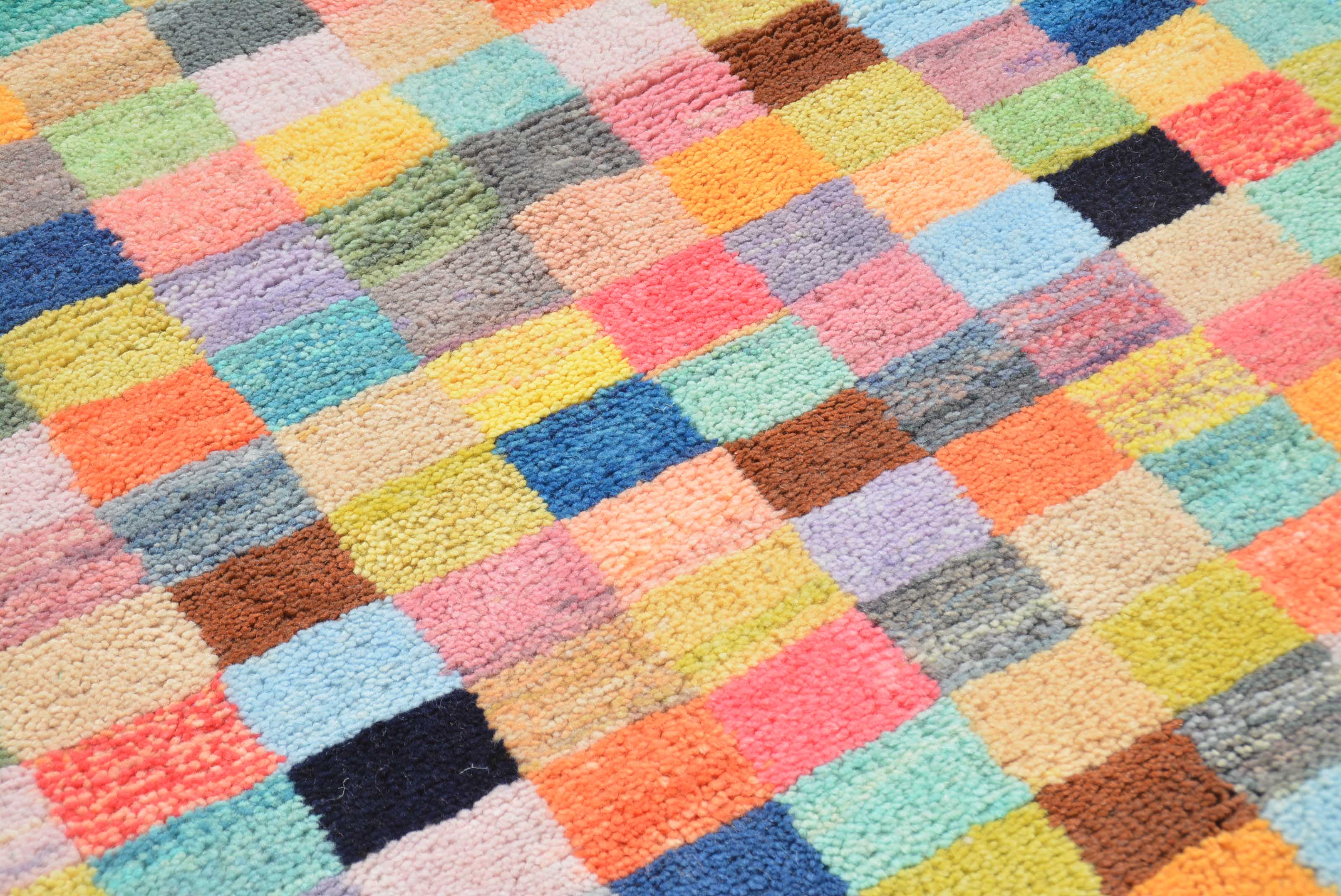Candy (4'0" x 6'0") - Colorful Mosaic Moroccan Area Rug - Hand-Dyed Wool - Image 3