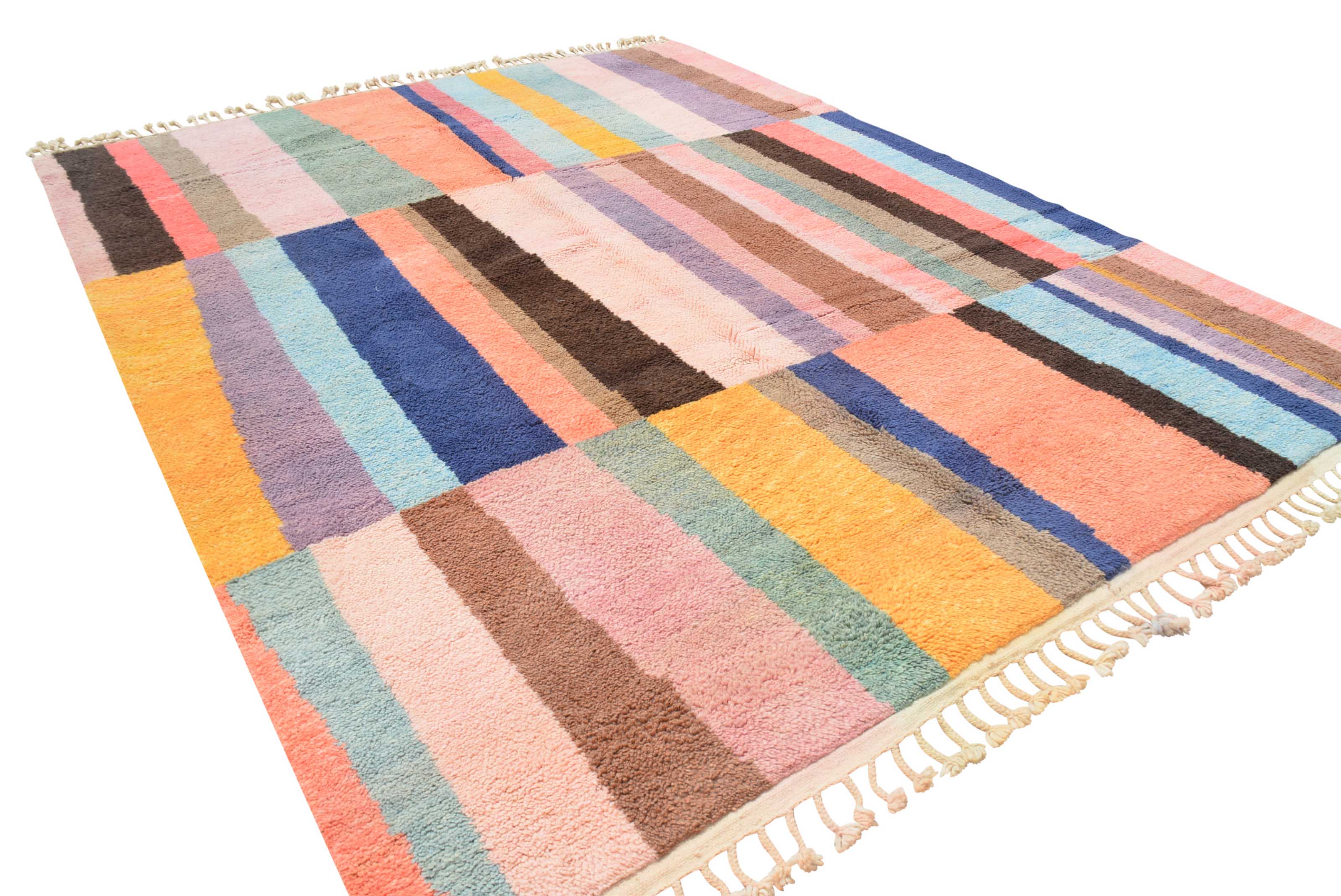 Castle of Color (8'0" x 10'0") - Vibrant Multicolor Vertical Stripe Color Block Azilal Rug - Image 5