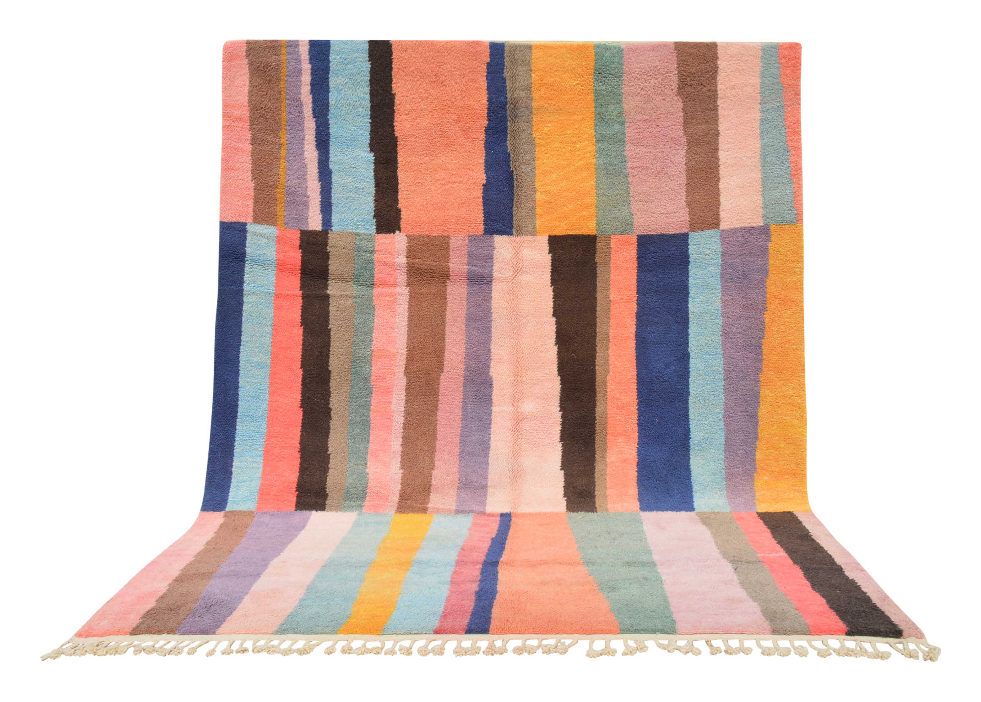 Castle of Color (8'0" x 10'0") - Vibrant Multicolor Vertical Stripe Color Block Azilal Rug - Image 6