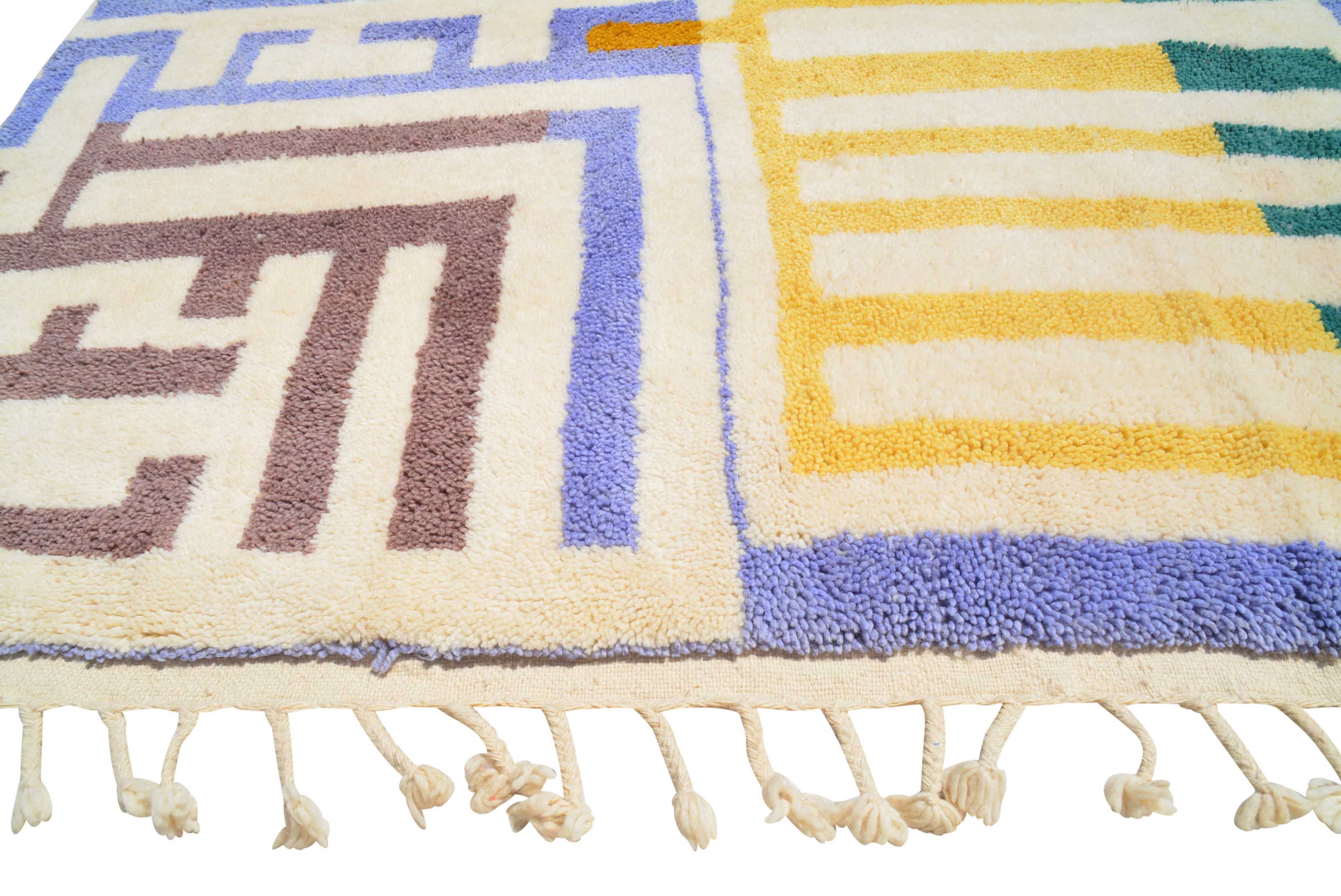 Clues (9'0" x 12'0") - Abstract Multicolor Geometric Maze Berber Rug - Image 3