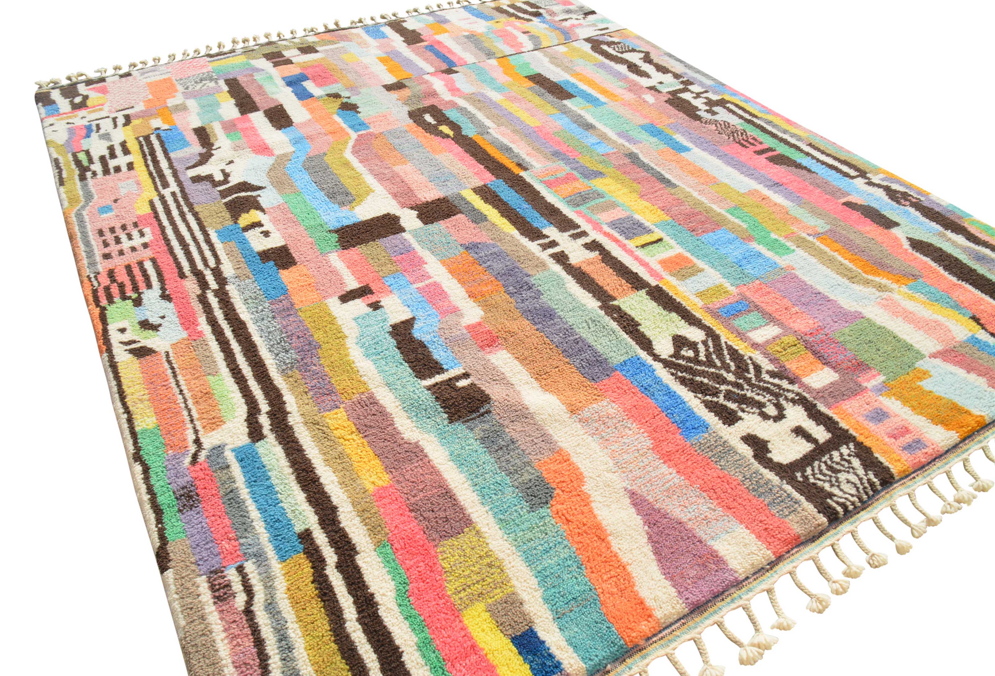 Color Craze (8'0" x 10'0") - Abstract Multicolor Glitch Art Collage Azilal Rug - Image 5