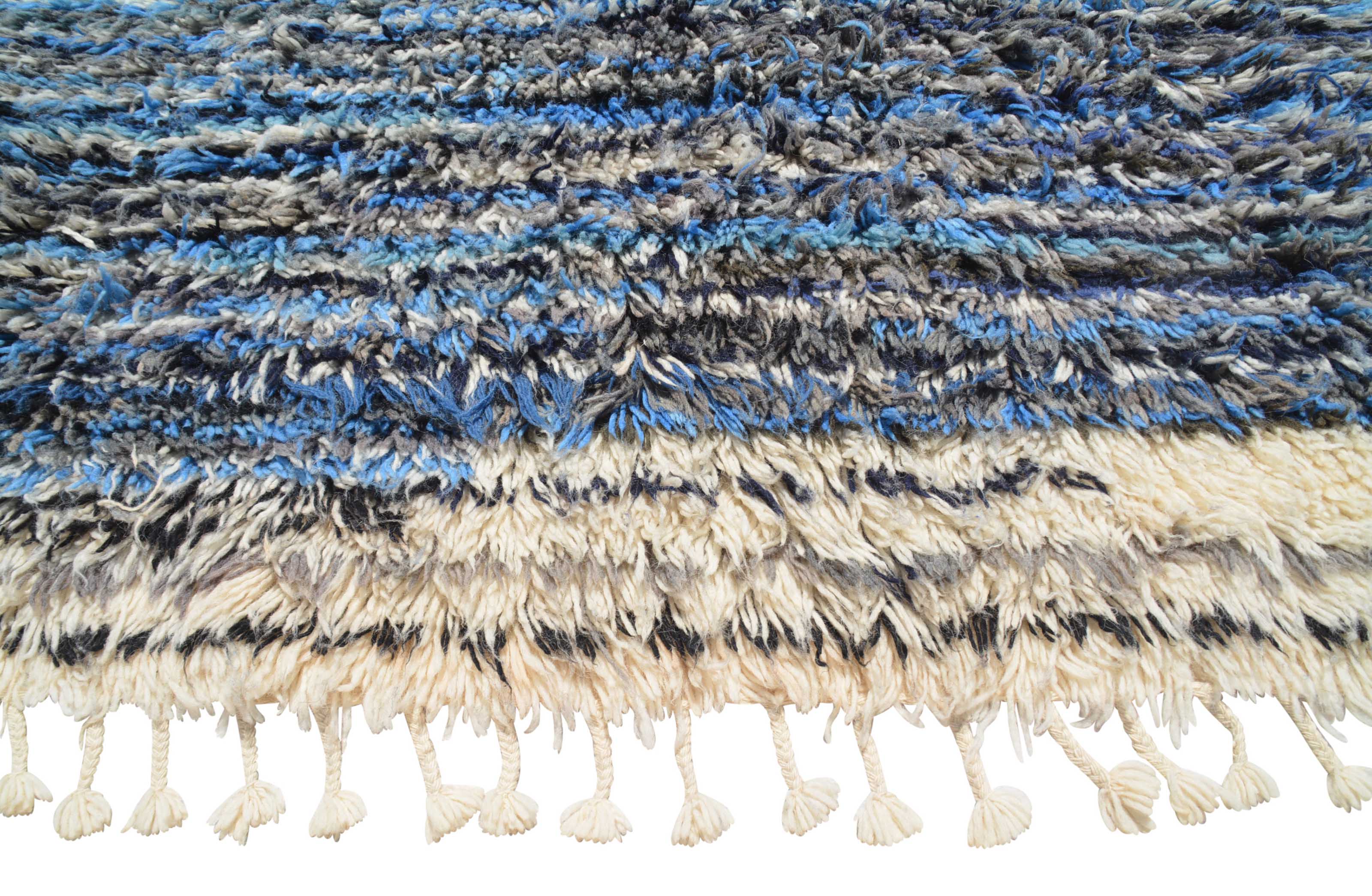 Deep Waters (5'4" x 7'10") - Abstract Blue & Grey Ultra Shag Azilal Rug - Image 3
