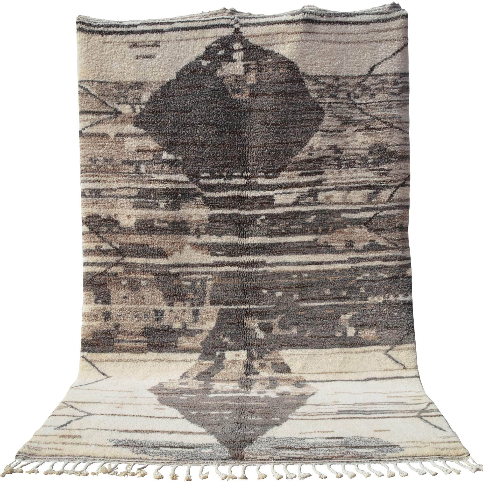 Eclipse (6'3" x 9'2") - Undulating Charcoal & Cream Contemporary Boujad Rug - Image 5