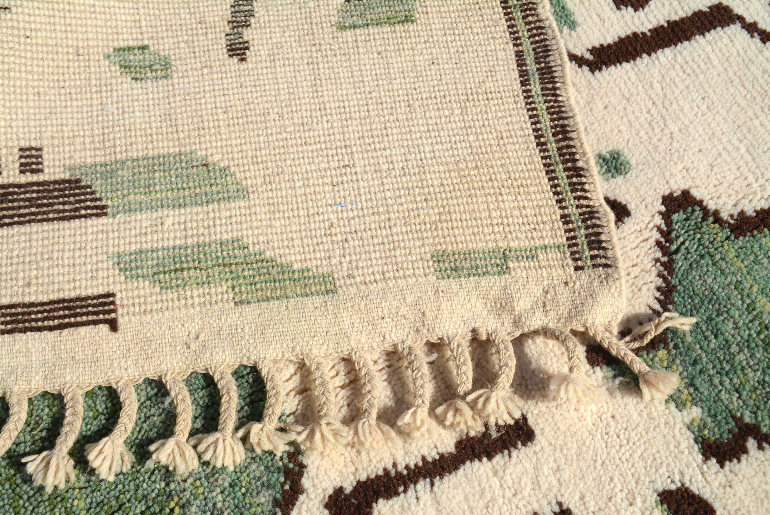 Evergreen (7'0" x 9'2") - Green & Brown Tribal Abstract Azilal Rug - Image 4
