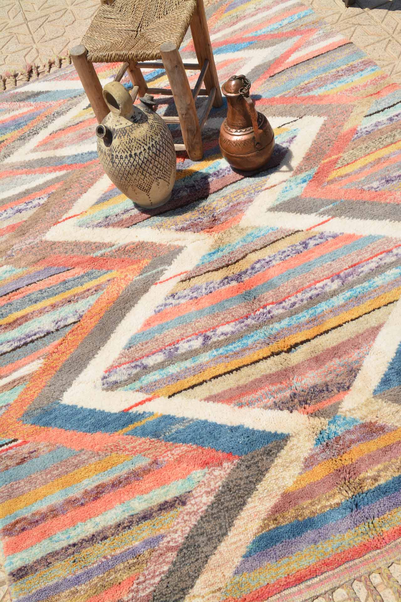 Feel - Custom Bespoke Multicolor Wave Geometric Moroccan Azilal Berber Rug - Image 5