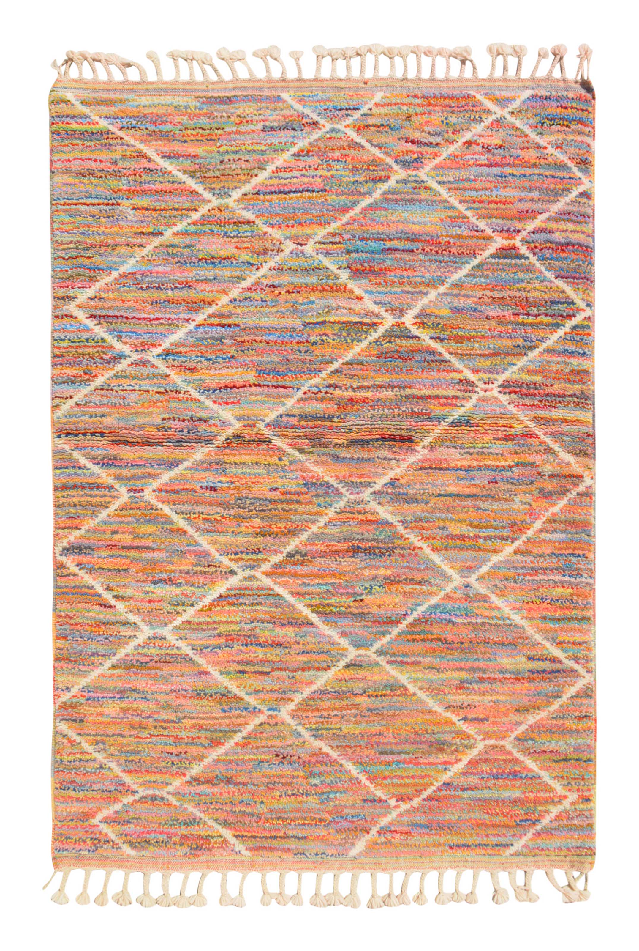 Flare (4'2" x 6'0") - Colorful Geometric Moroccan Rug - Hand-Dyed Wool