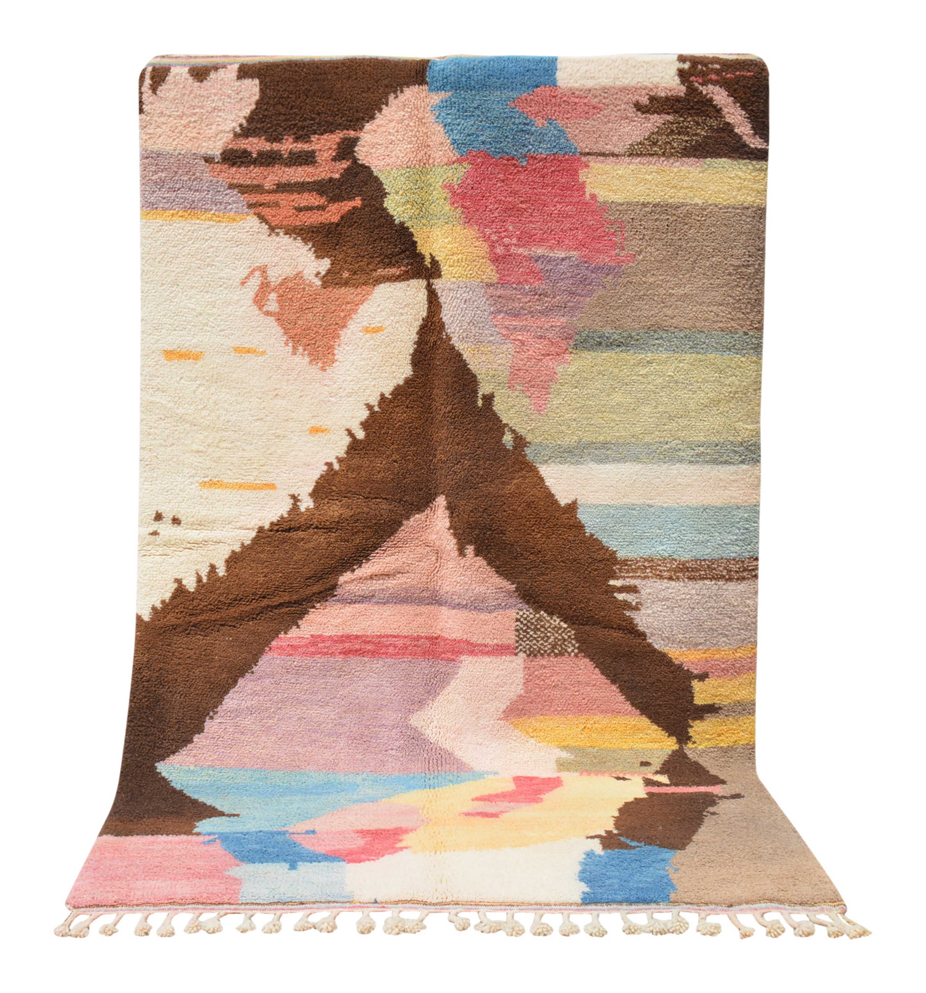 Forgotten Sunrise (5'4" x 8'0") - Abstract Brown & Multicolor Landscape Azilal Rug - Image 6