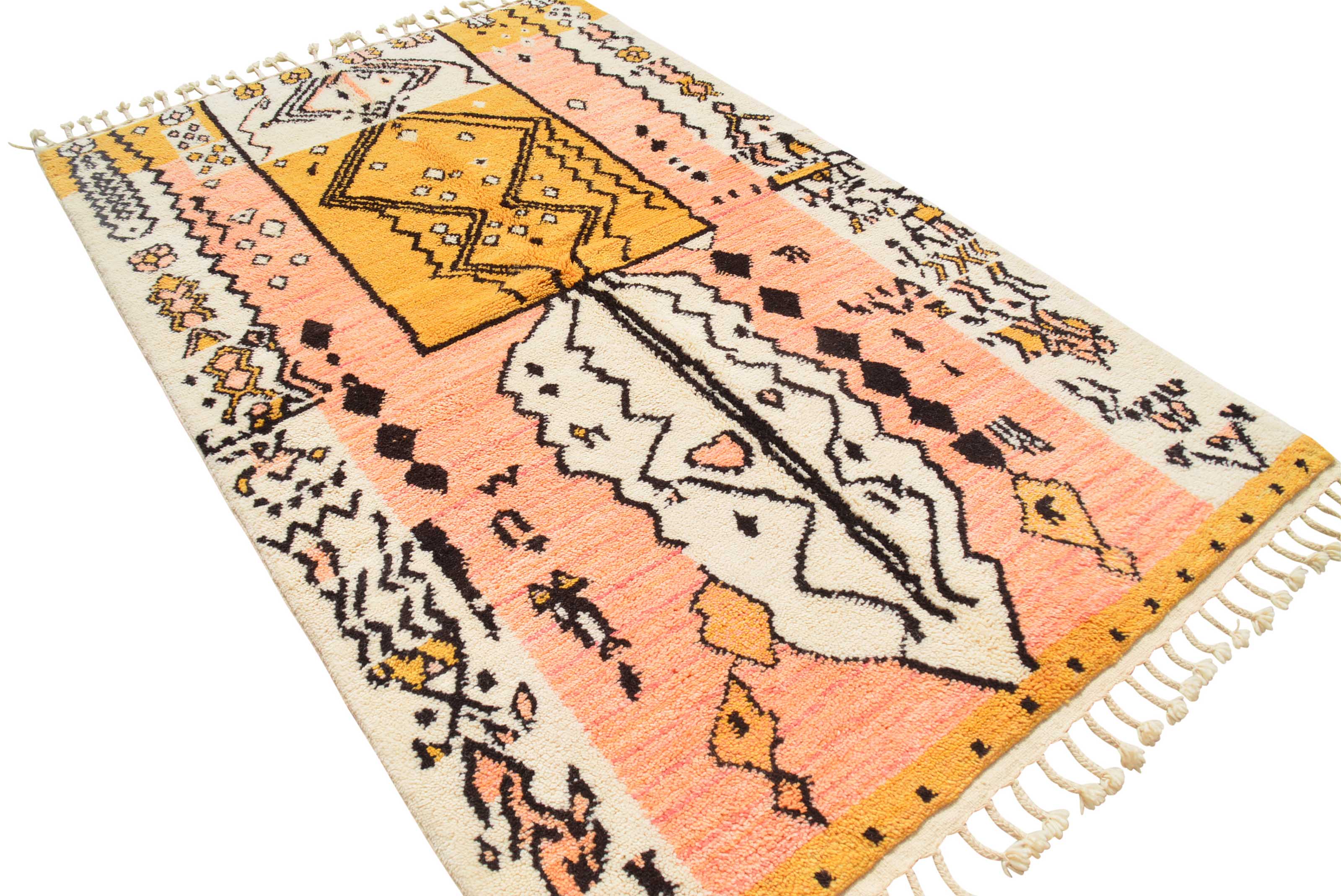 Golden Hour II (5'0" x 8'0") - Salmon Pink & Gold Tribal Totem Azilal Rug - Image 5