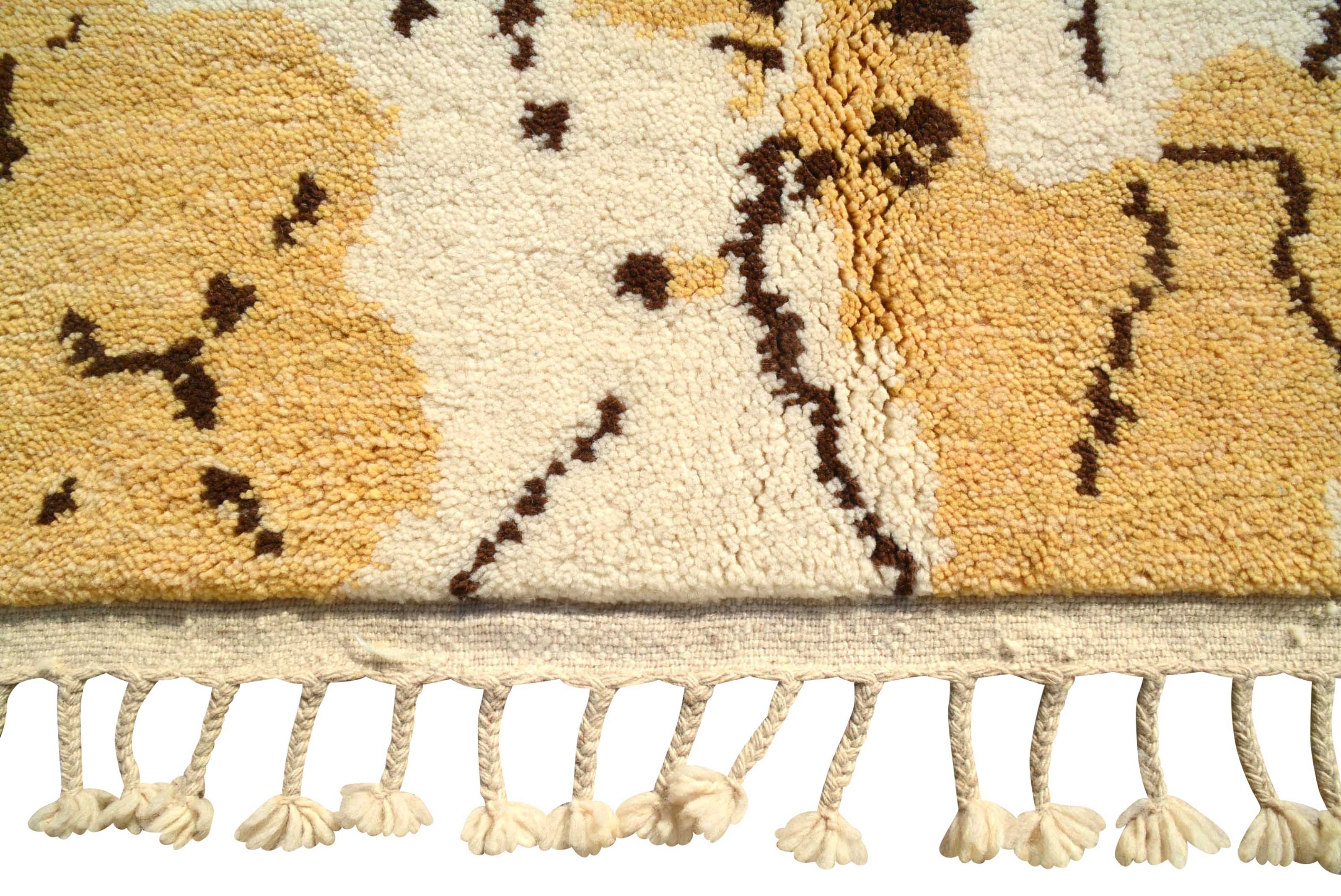 GoldenWeave (5'2" x 8'2") - Abstract Golden Ochre & Brown Azilal Rug - Image 3