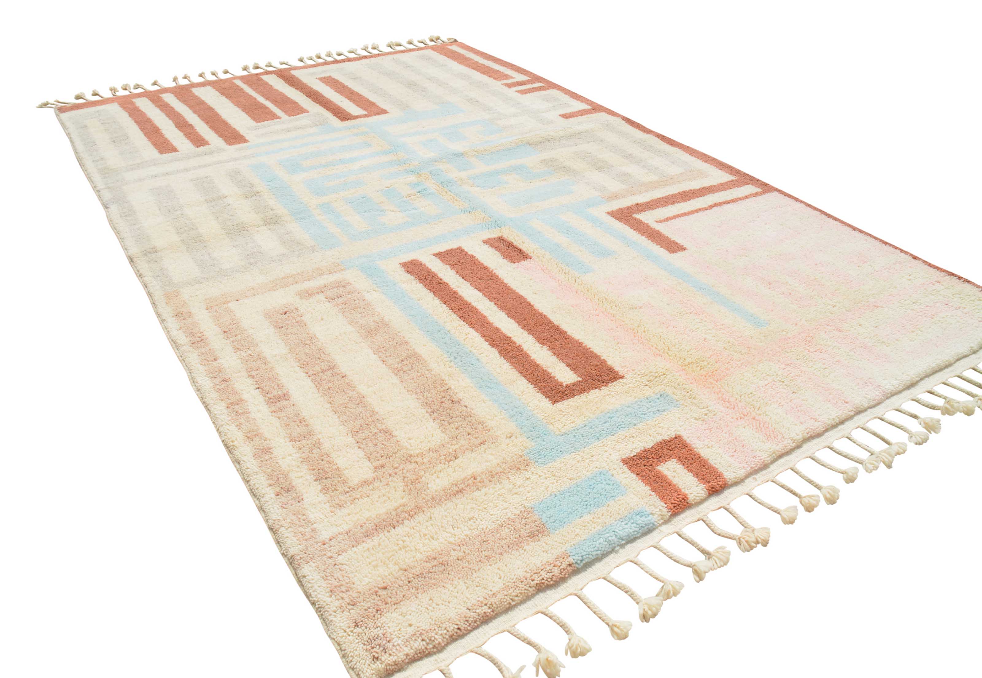 Hutch (6'0" x 9'0") - Abstract Rust & Blue Geometric Maze Azilal Rug - Image 5