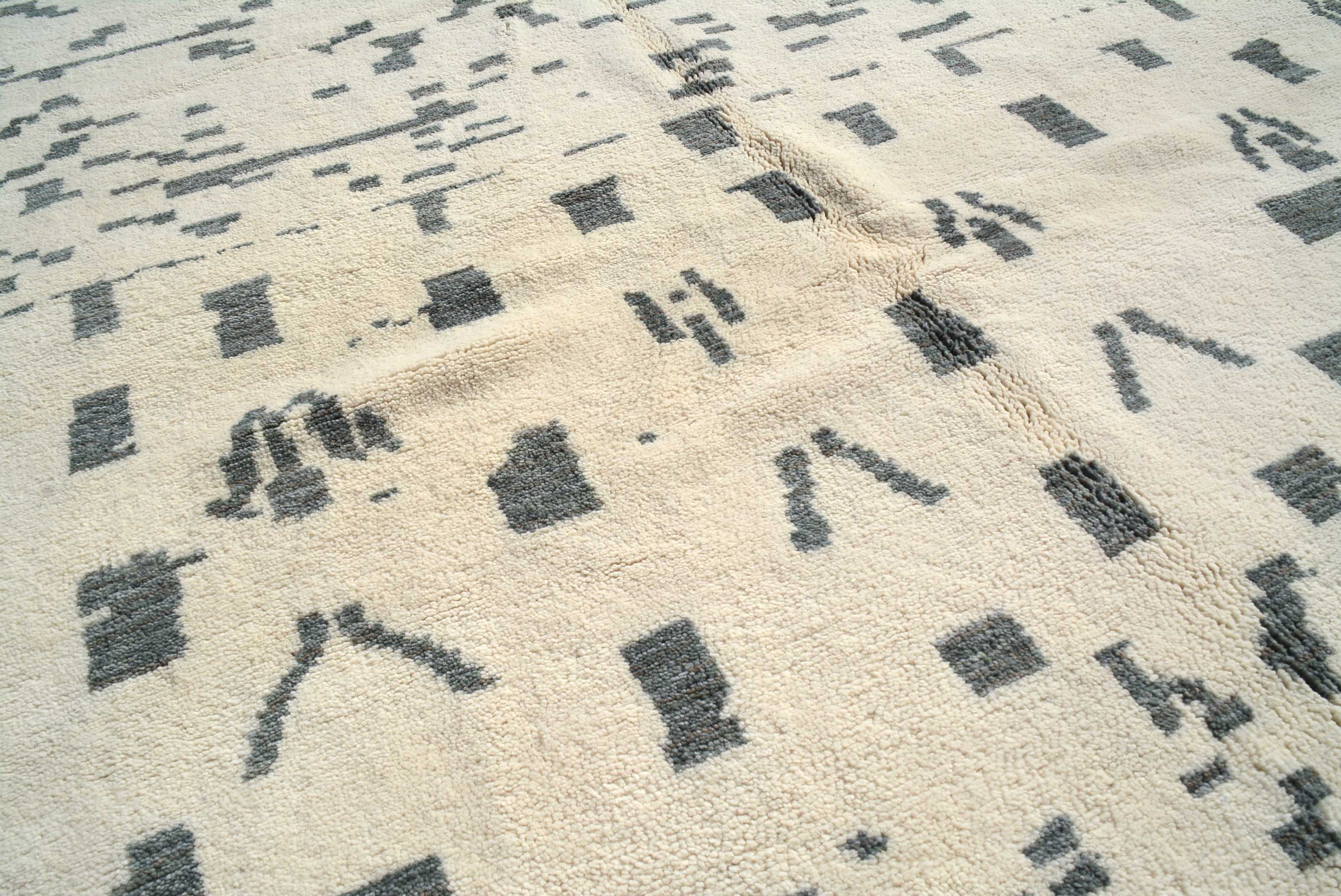 Illusions (8'0" x 10'0") - Abstract Blue Dot Azilal Rug - Hand-Knotted Wool - Image 2