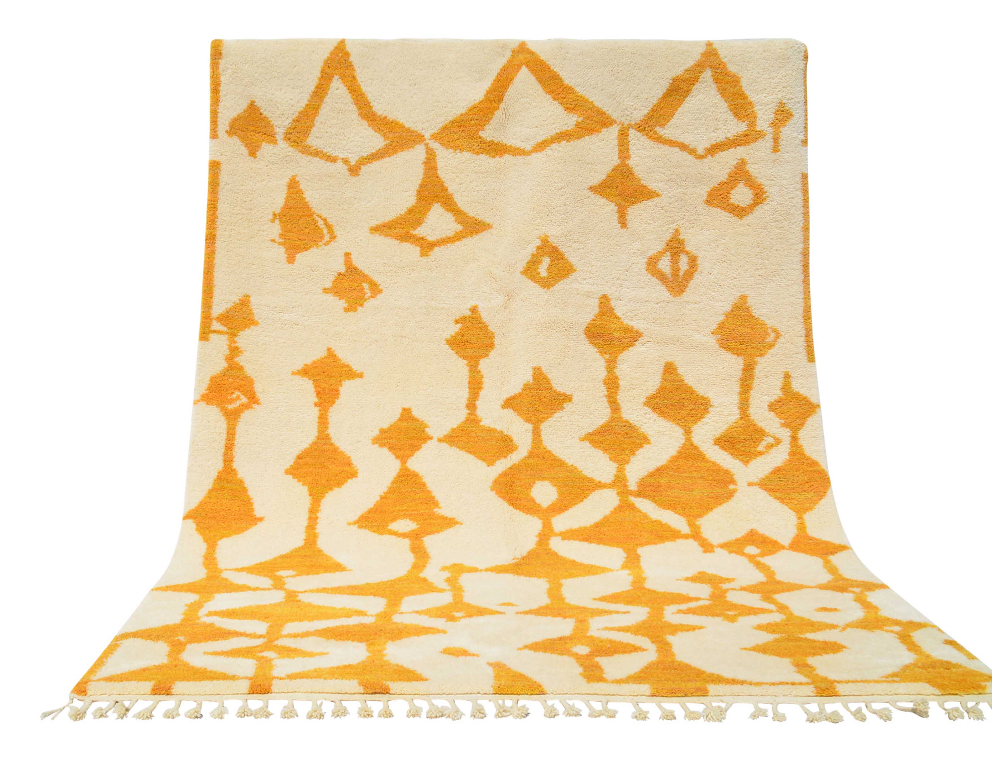 Kissed (8'0" x 10'4") - Abstract Harvest Gold Geometric Pendant Berber Rug - Image 6