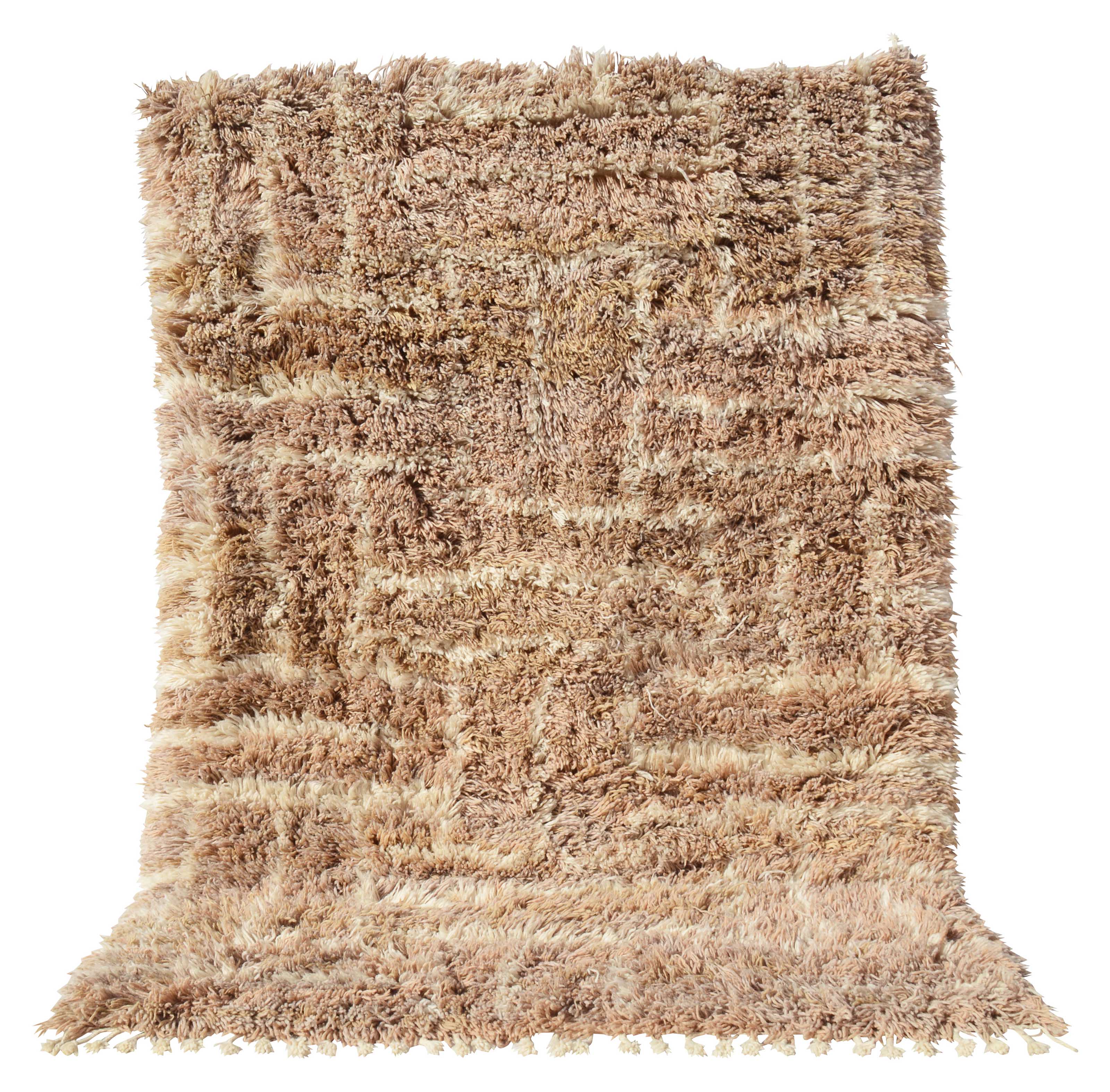 Lead On (5'7" x 8'6") - Abstract Beige & Taupe Geometric Shag Berber Rug - Image 6