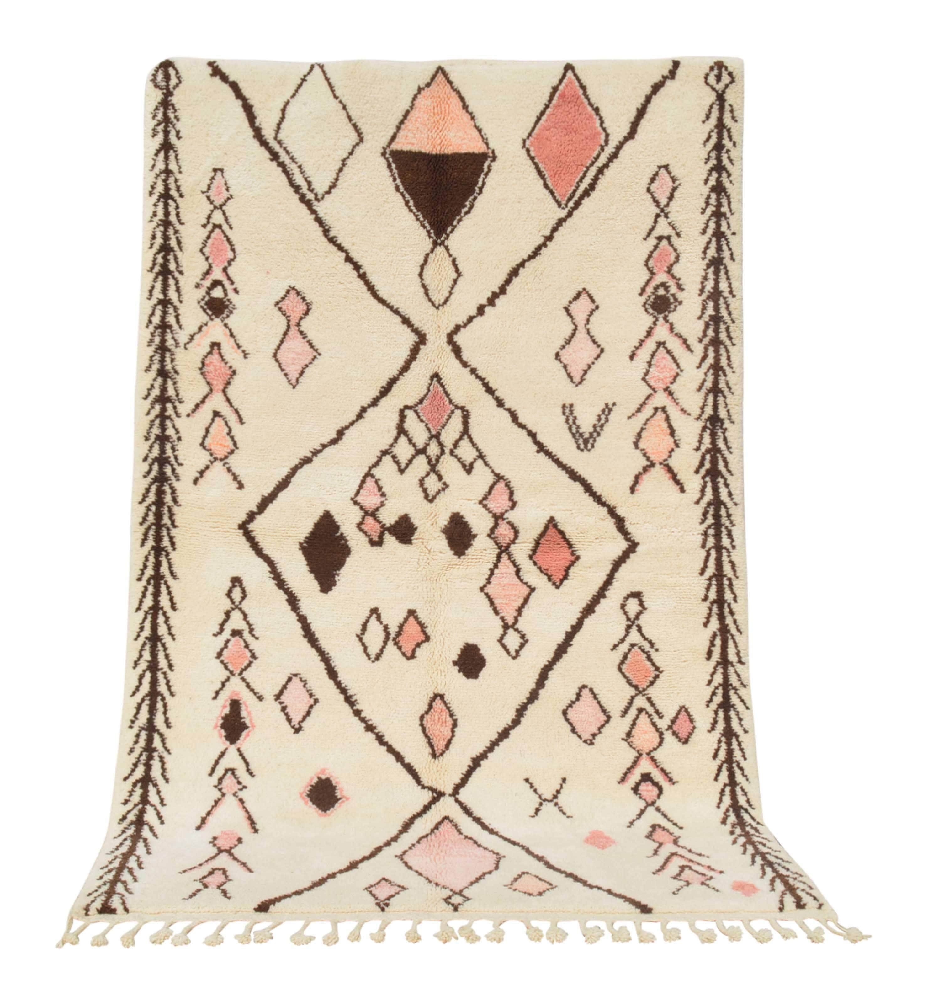 Logan (5'2" x 8'0") - Abstract Pink & Black Tribal Diamond Totem Azilal Rug - Image 6
