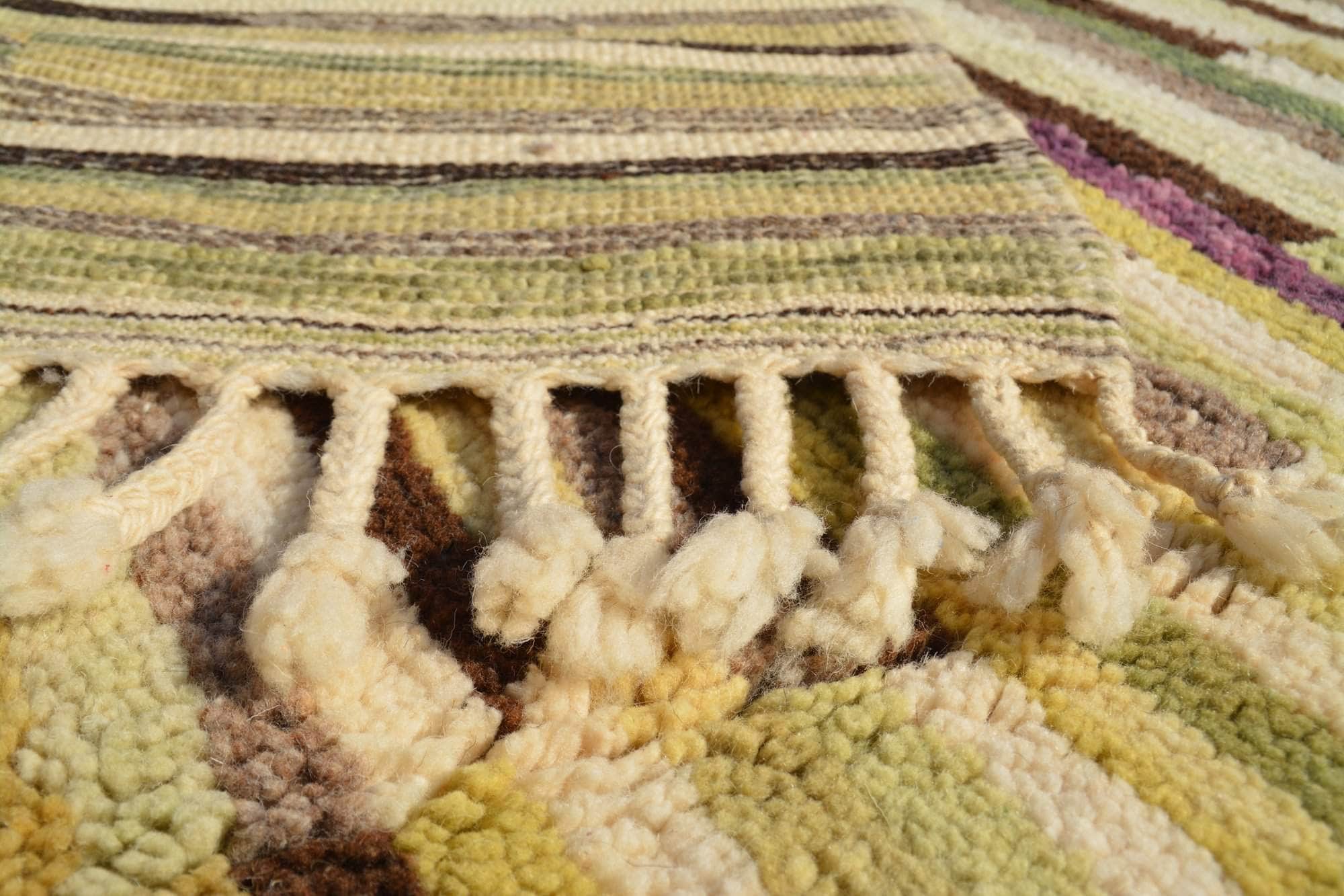 Lost Fields (8'2" x 9'2") - Earthy Sage & Saffron Striped Moroccan Rug - Image 4