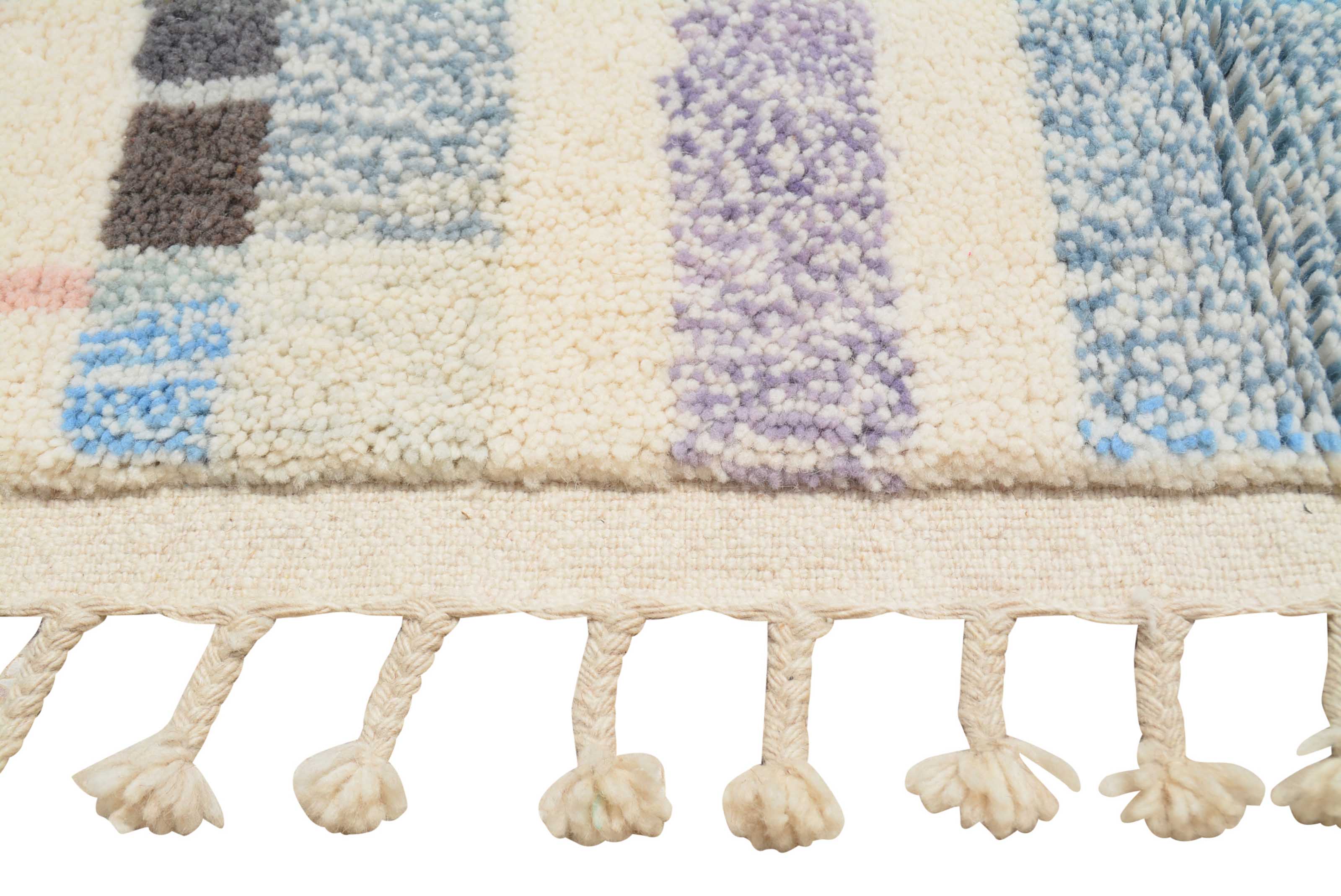 Marine (5'2" x 8'0") - Abstract Blue & Pastel Mosaic Azilal Rug - Image 3