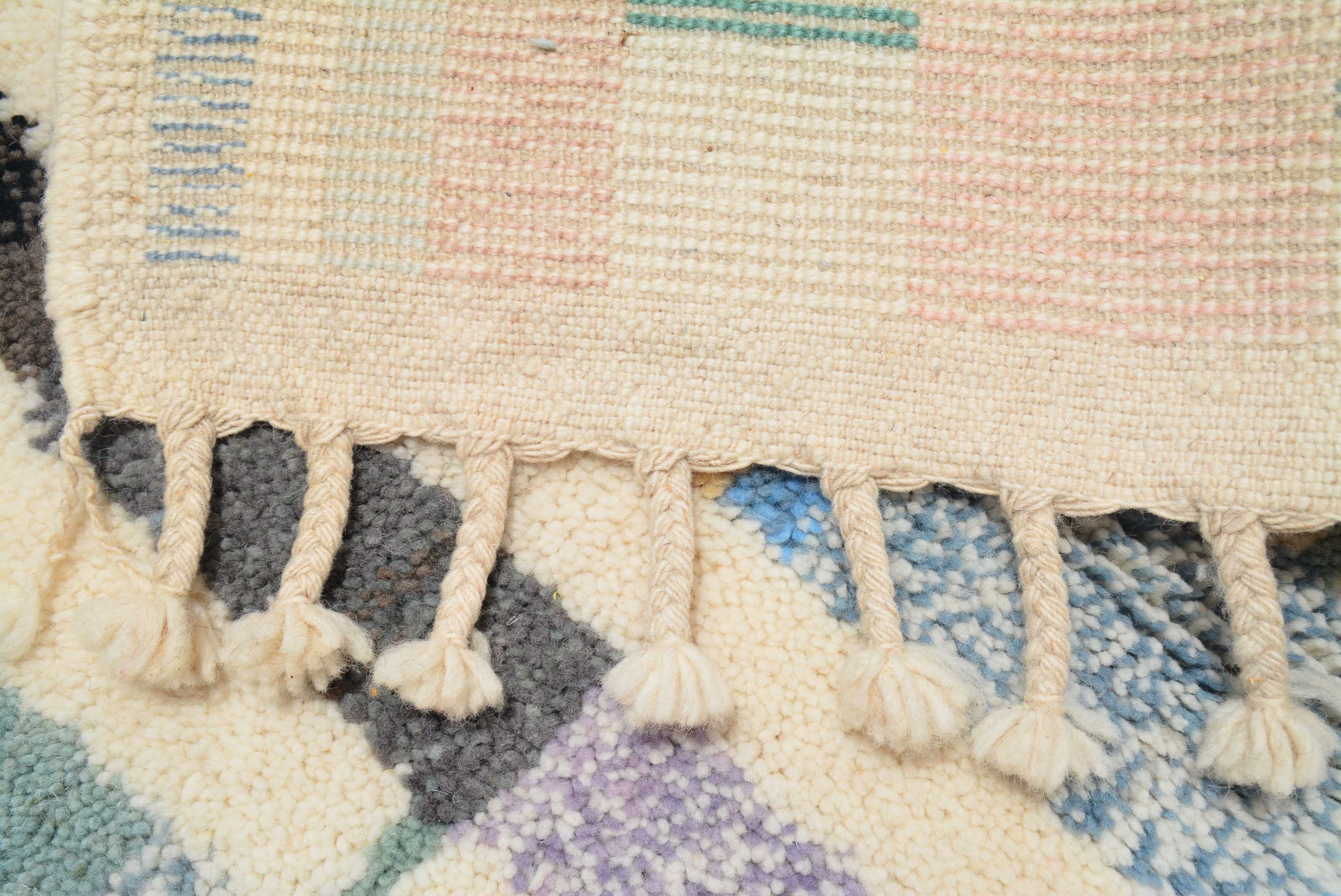 Marine (5'2" x 8'0") - Abstract Blue & Pastel Mosaic Azilal Rug - Image 4