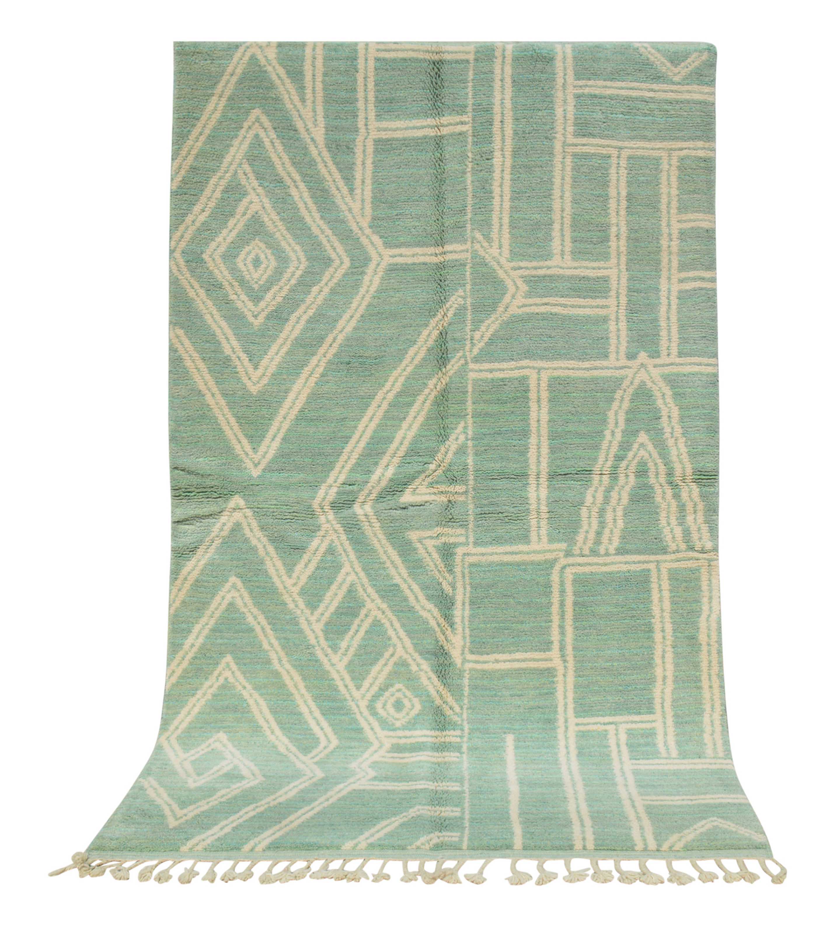 Mint Maze (5'0" x 8'0") - Geometric Moroccan Area Rug - Hand-Knotted Wool - Image 6