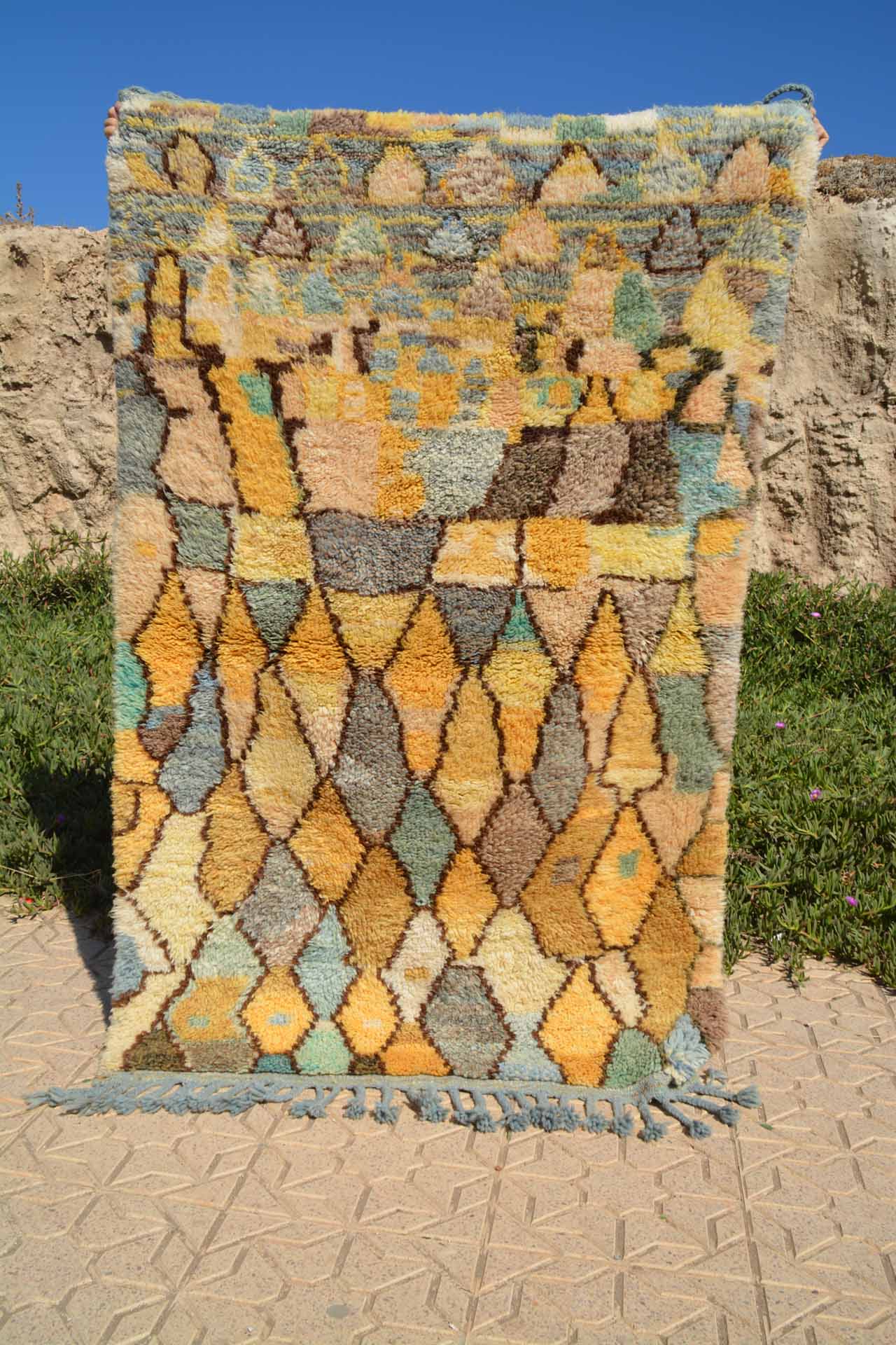 Morning Glory (4' x 6'2") - Colorful Stained Glass Diamond Azilal Rug - Image 6