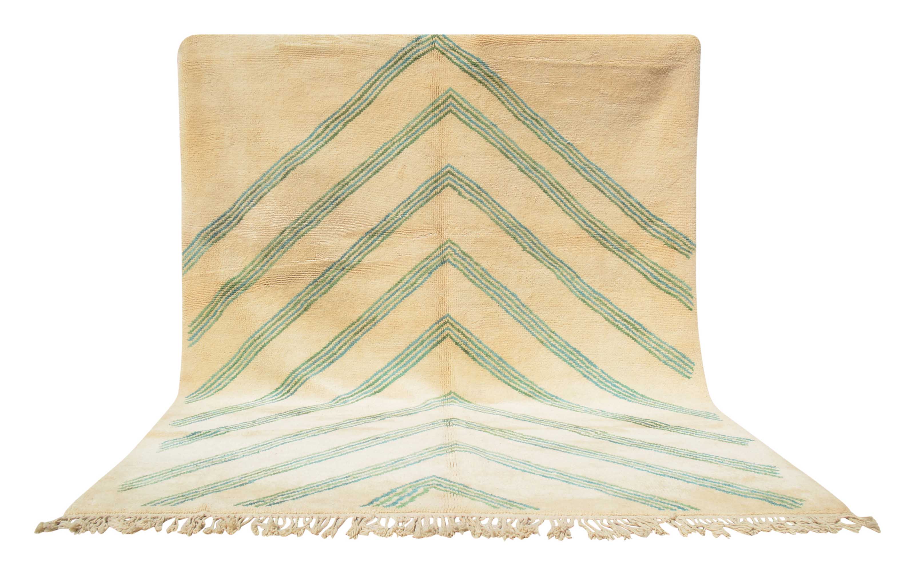 My Way (9'2" x 10'7") - Bold Teal Chevron Minimalist Moroccan Rug - Image 6