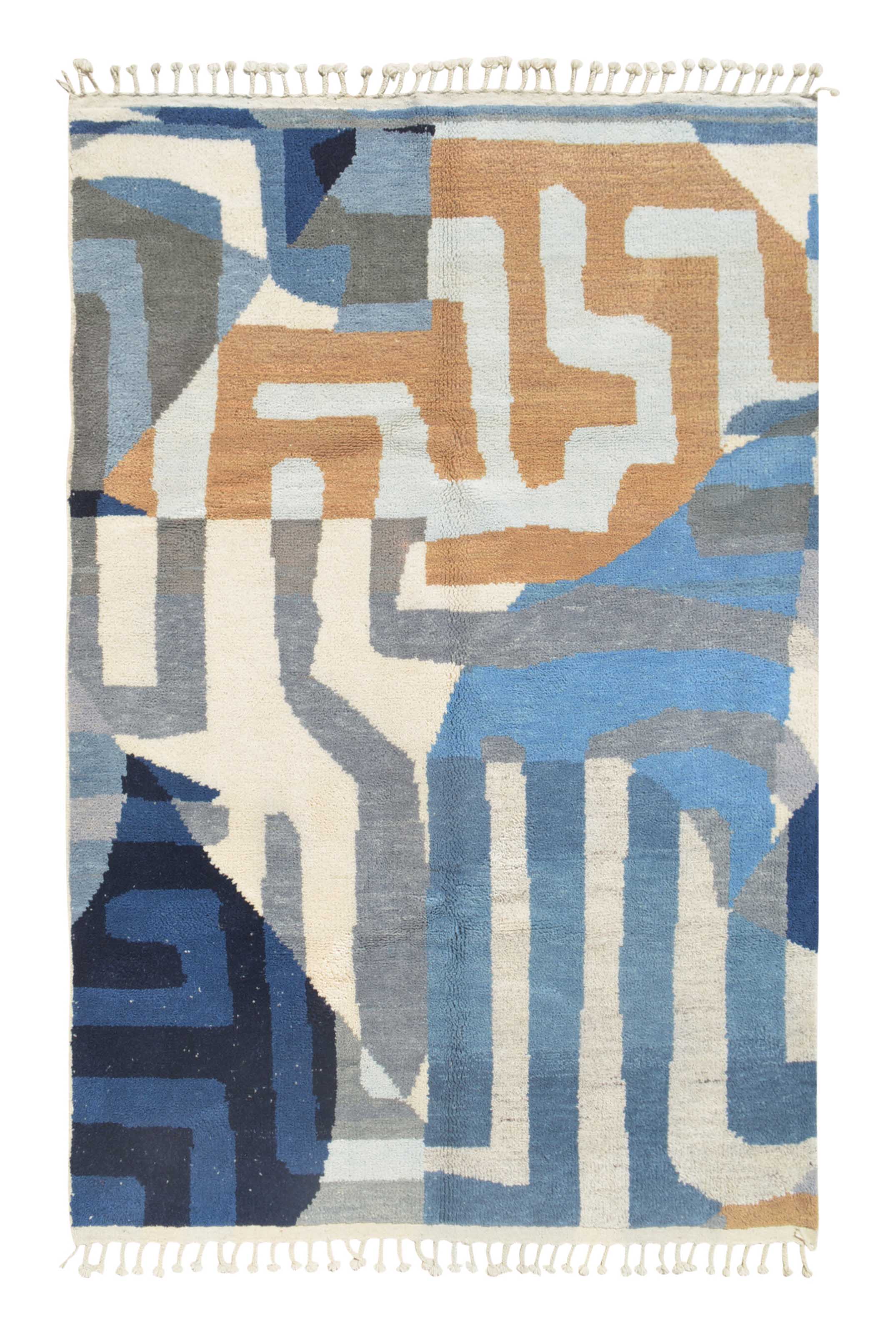 Mystic River (6'0" x 9'0") - Abstract Geometric Moroccan Rug - Hand-Dyed Wool