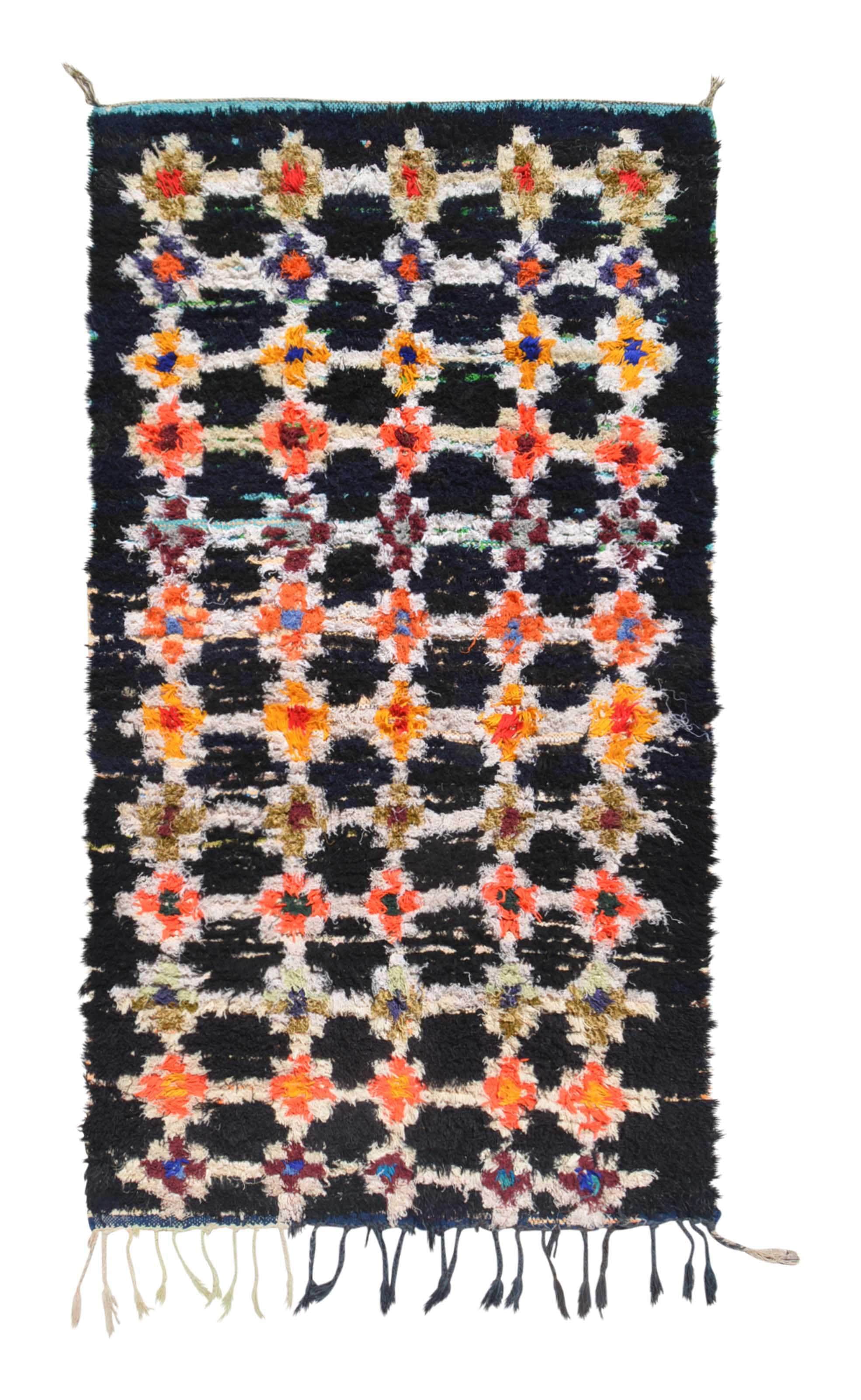 Neon Glow (4'0" x 7'0") – Electric Abstract Vintage Boucherouite Shag