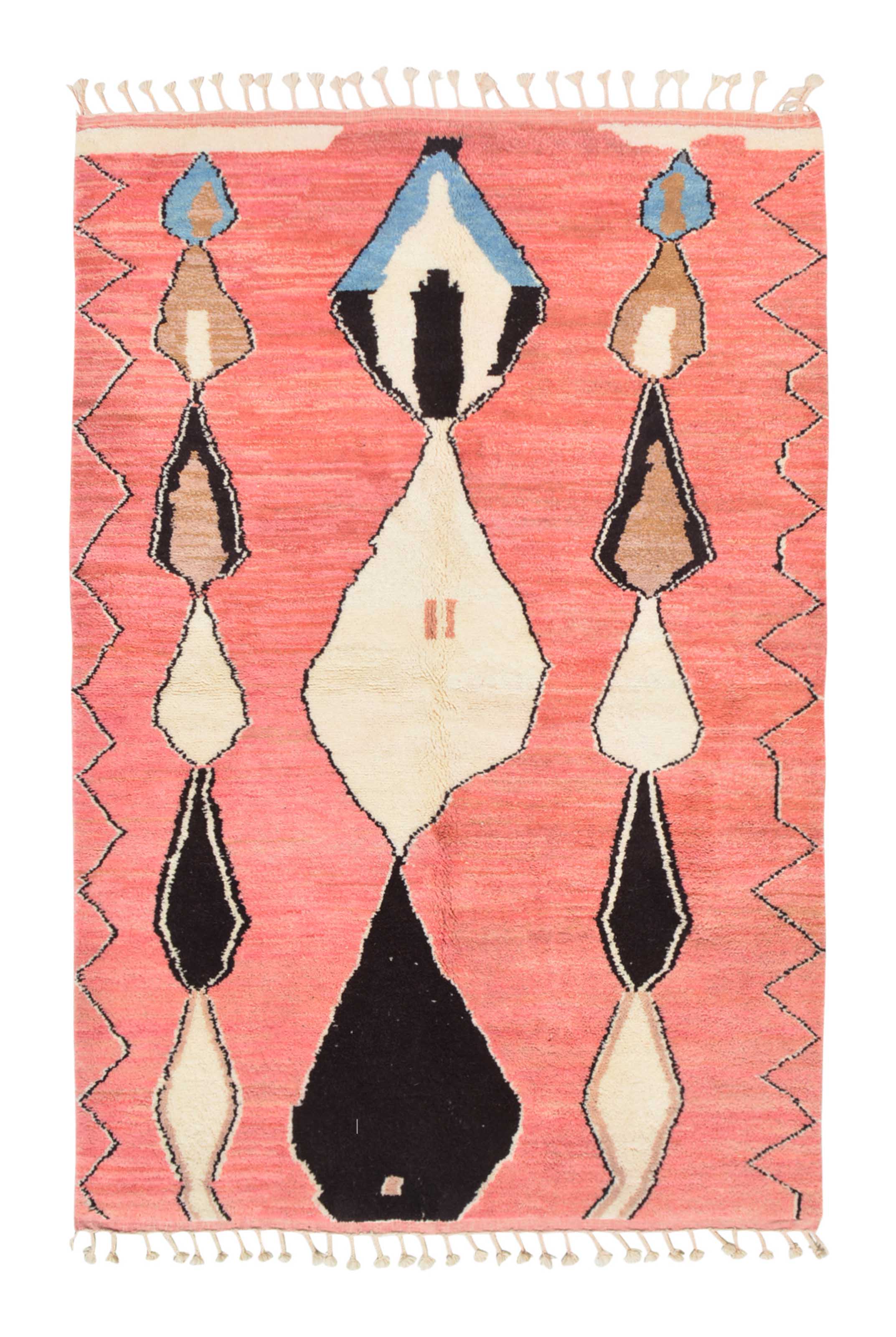 Never Break II (6'0" x 8'10") - Abstract Pink & Black Tribal Totem Azilal Rug
