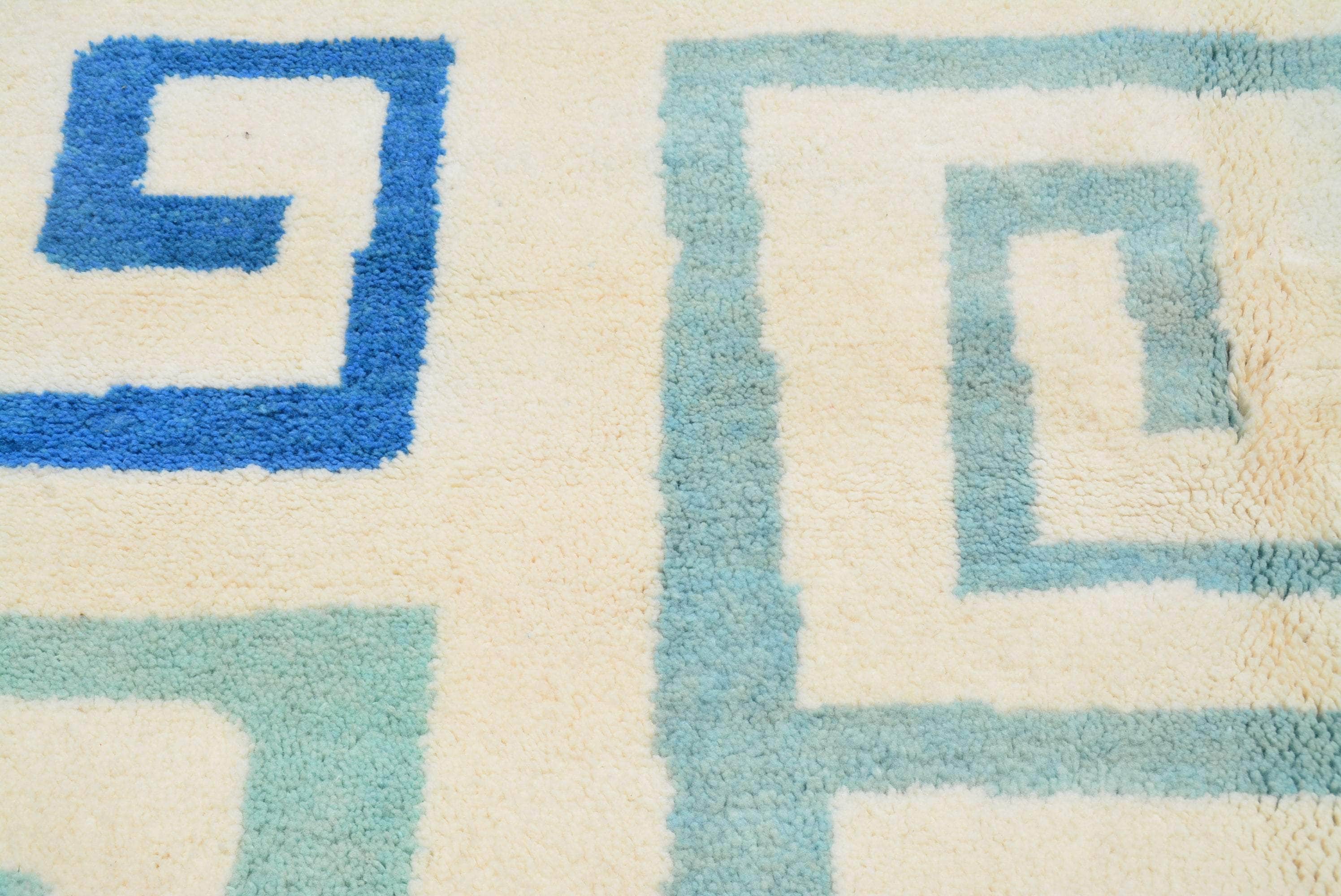 Oceanic Elegance (8'0" x 10'0") - Abstract Blue & Teal Geometric Maze Azilal Rug - Image 2