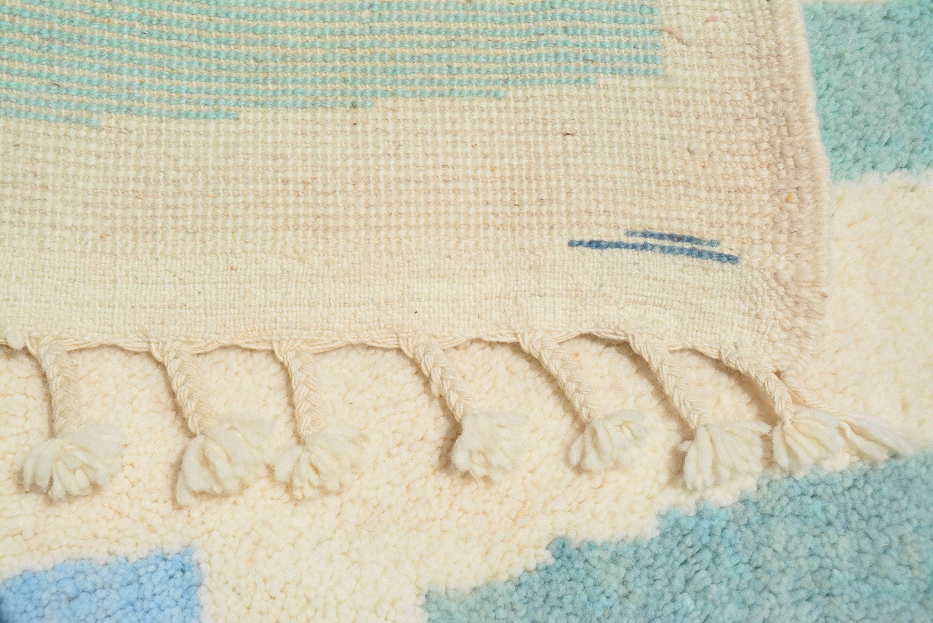 Oceanic Elegance (8'0" x 10'0") - Abstract Blue & Teal Geometric Maze Azilal Rug - Image 4
