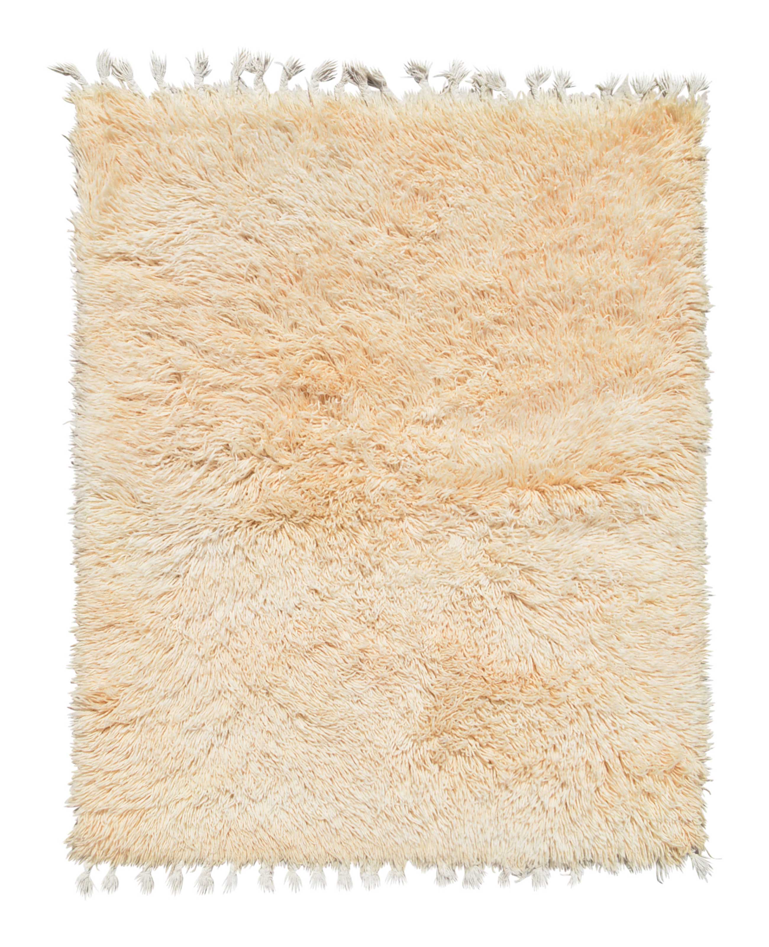 Pale Spring II (5'4" x 6'6") - Solid Pale Wheat Ultra Shag Berber Rug