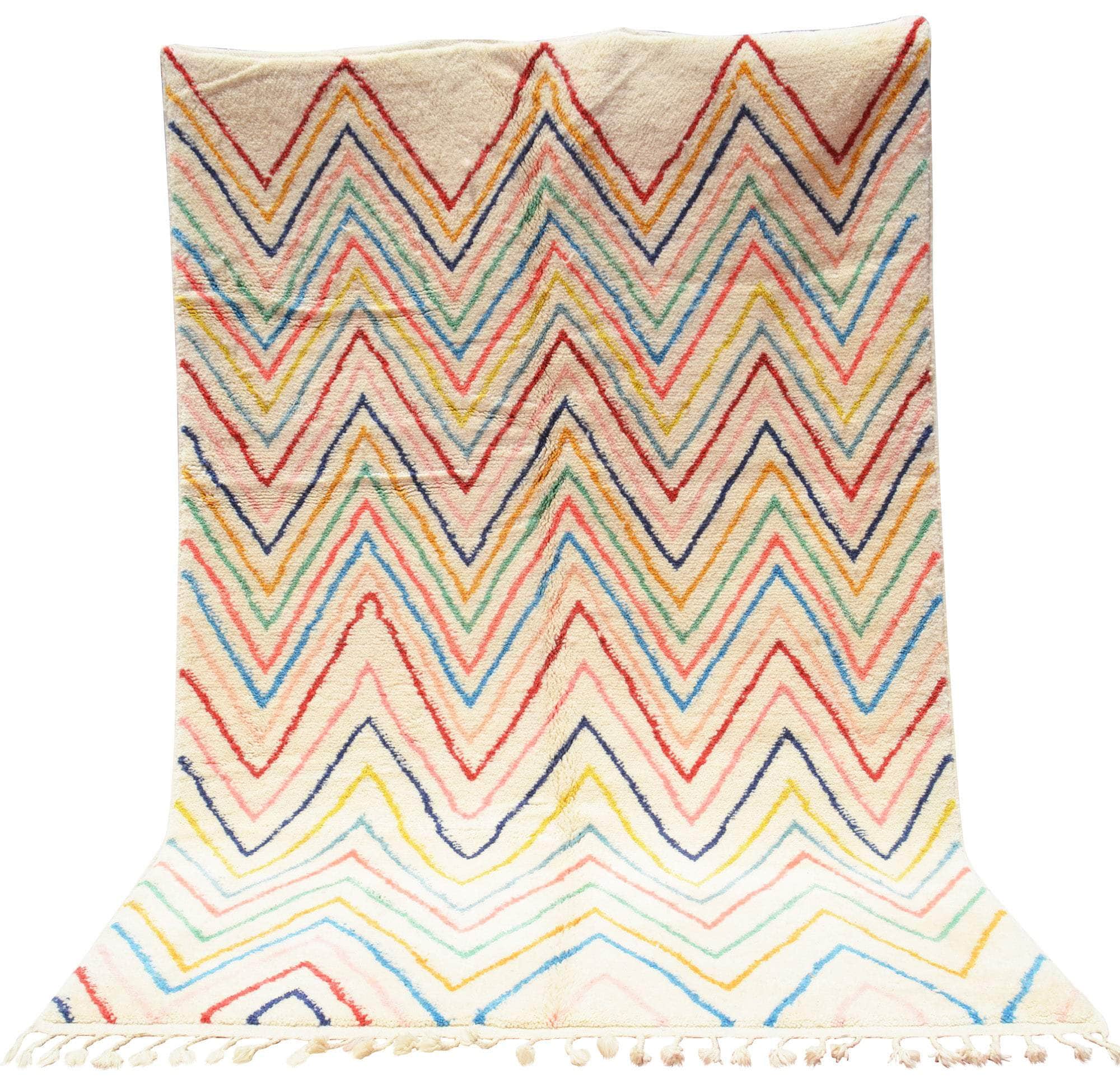 Quake (6'0" x 9'0") - Magical Rainbow Zigzag Berber Rug - Image 5