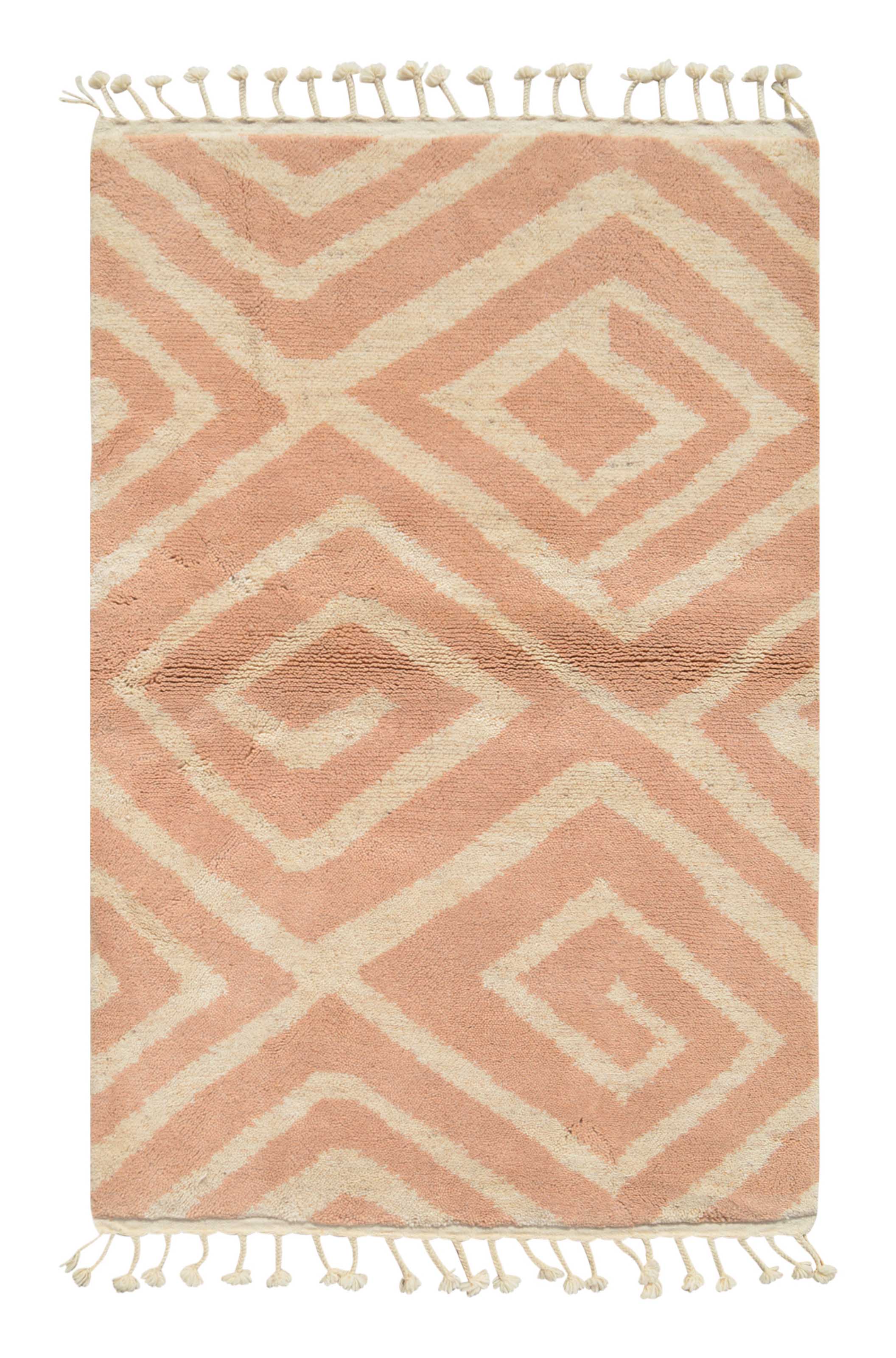 Redefined (4'0" x 6'2") - Peach & Cream Spiral Diamond Geometric Azilal Rug