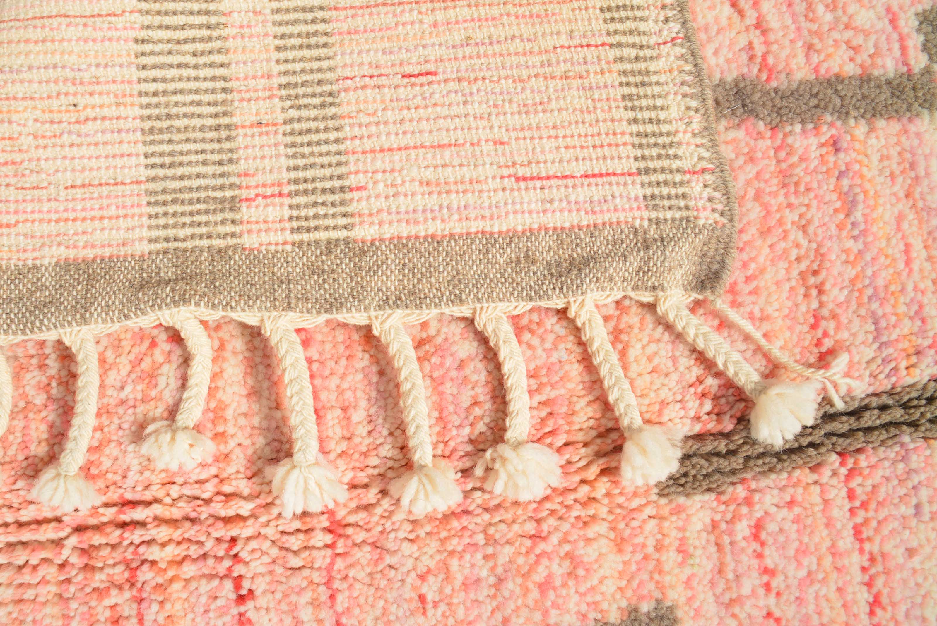 Reeds (5'2" x 8'0") - Abstract Pink & Tan Vertical Reed Azilal Rug - Image 4