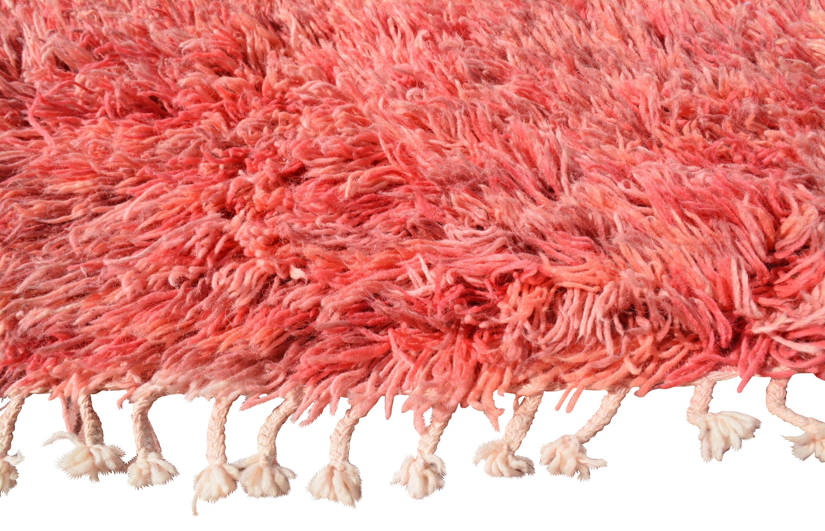 Rising (6'3" x 8'8") - Solid Salmon Pink Ultra Shag Berber Rug - Image 4