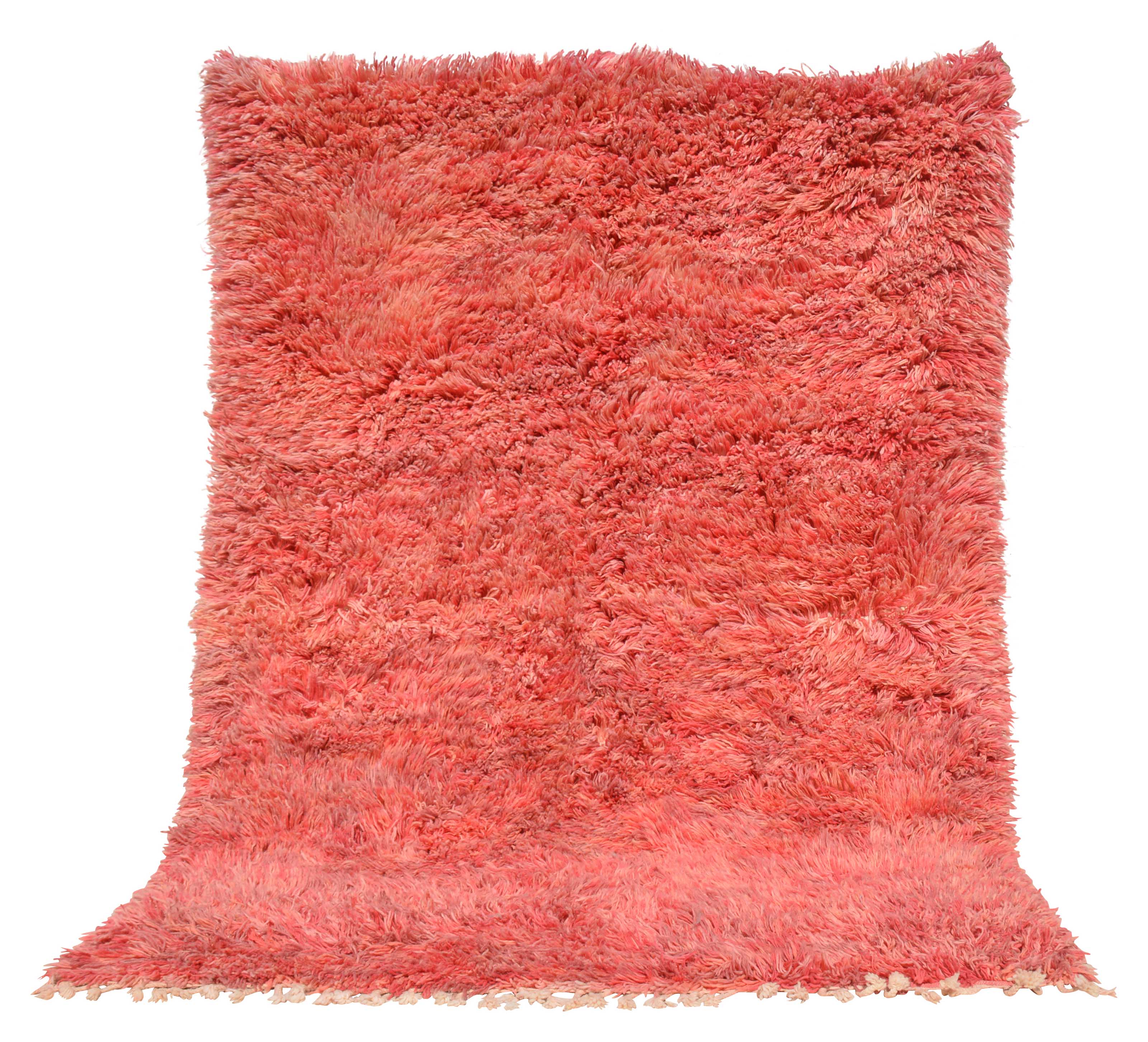 Rising (6'3" x 8'8") - Solid Salmon Pink Ultra Shag Berber Rug - Image 8