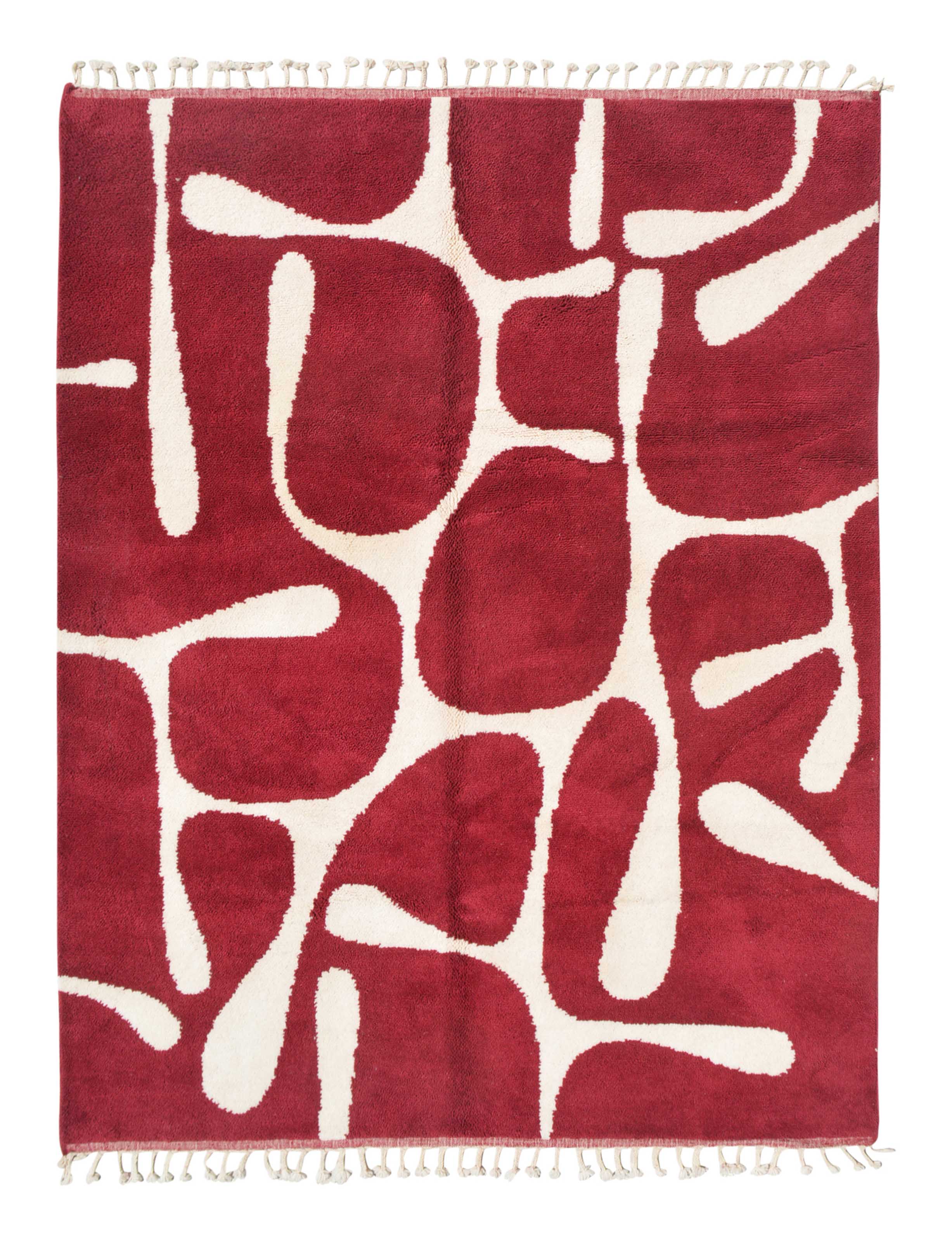 Ruby Flow (8'0" x 10'0") - Deep Red Abstract Boujaad Rug - Hand-Dyed Wool