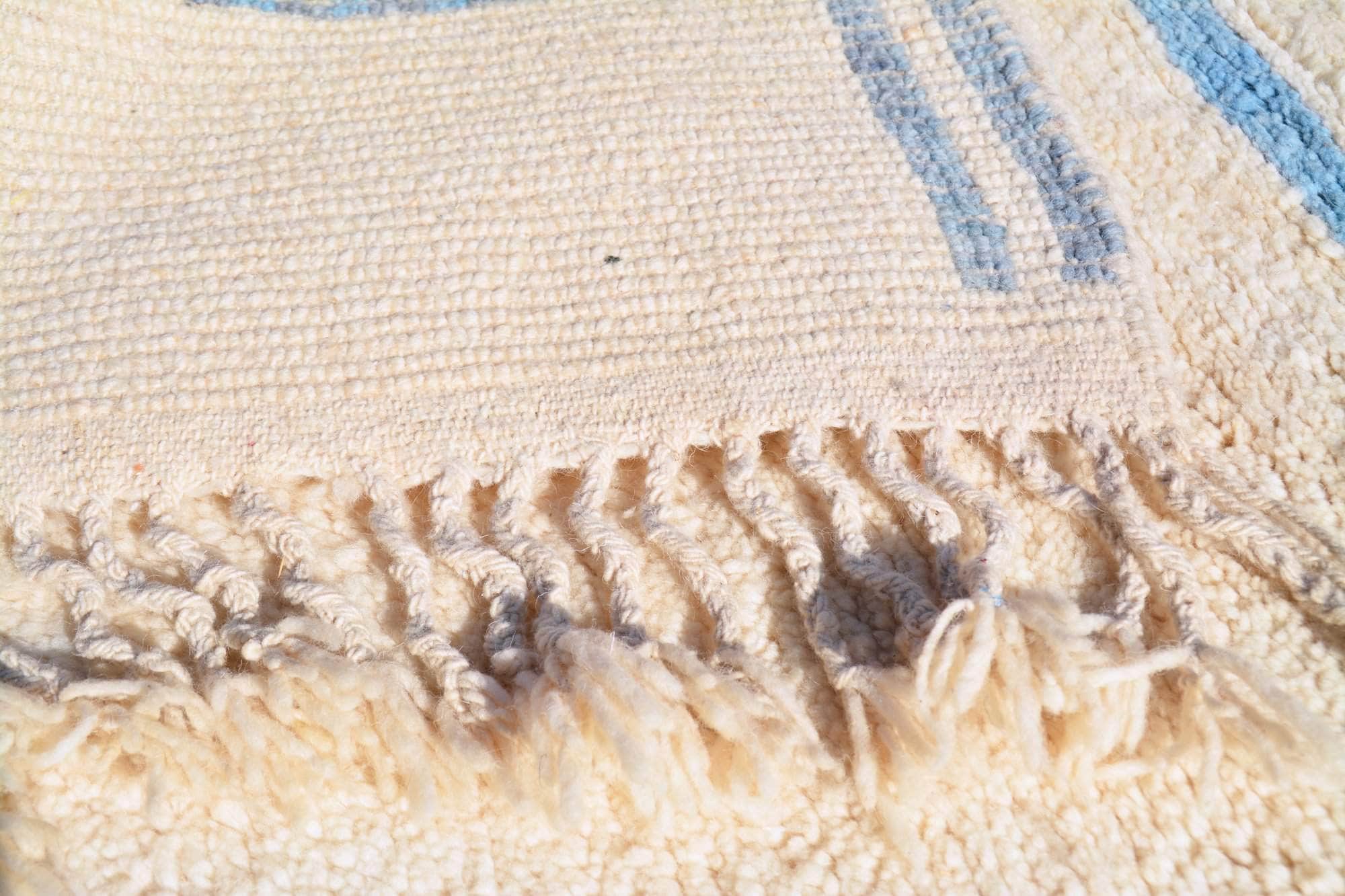 Sea Glass (9'5" x 10'11") - Serene Ivory & Sky Blue Bordered Moroccan Rug - Image 4