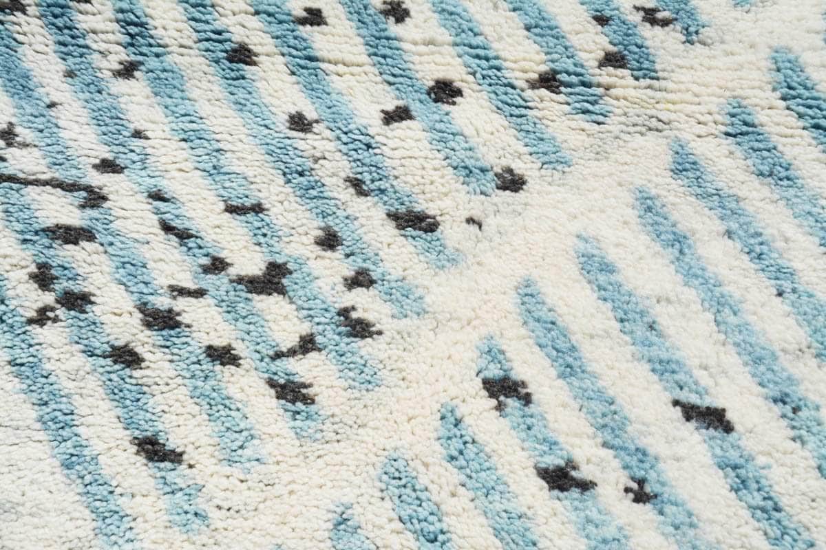 Seabird (3'2" x 5') - Minimalist Baby Blue Diagonal Stripe Azilal Rug - Image 2