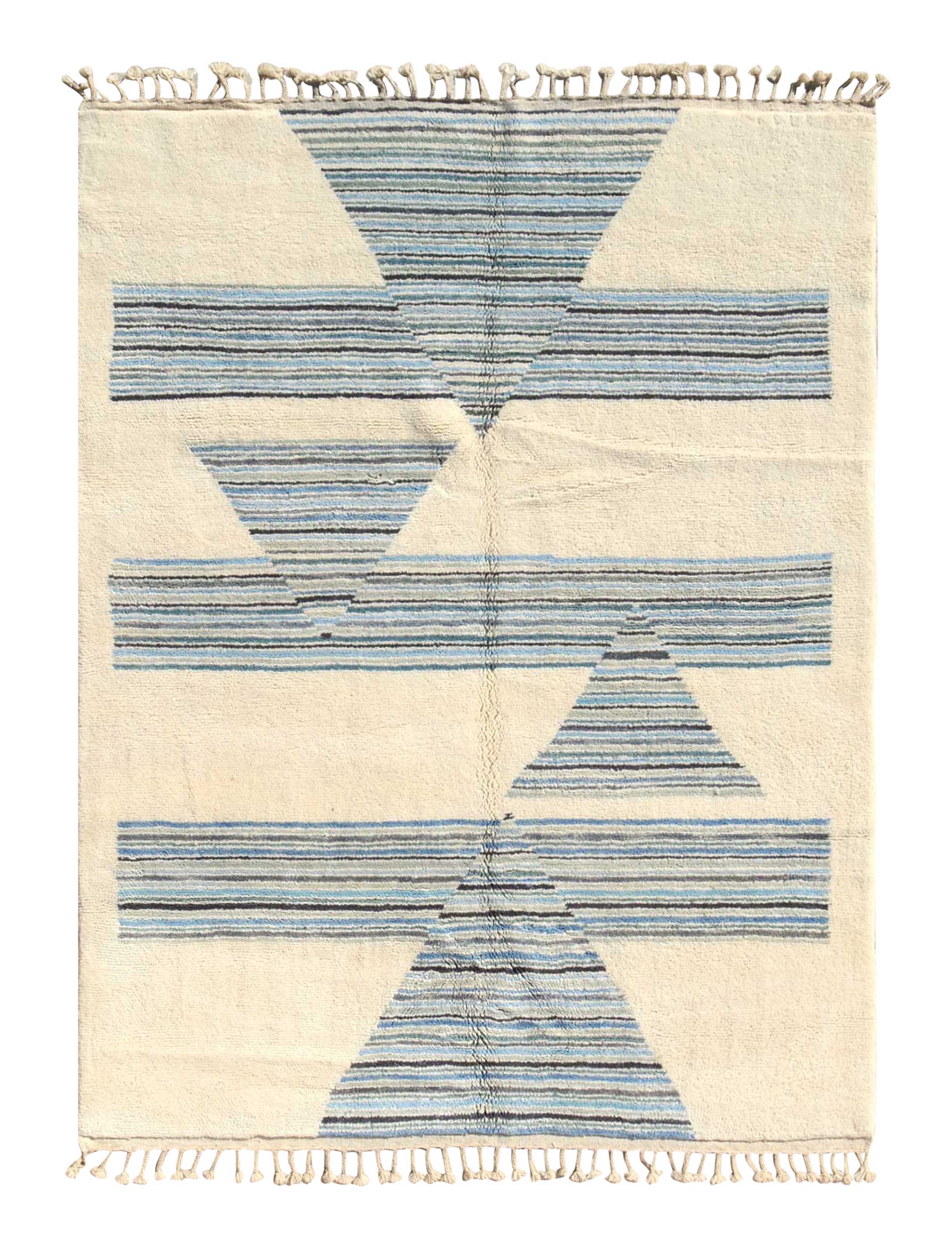 Skyway (7'0" x 9'0") - Blue Arrow Geometric Azilal Rug - Hand-Knotted Wool